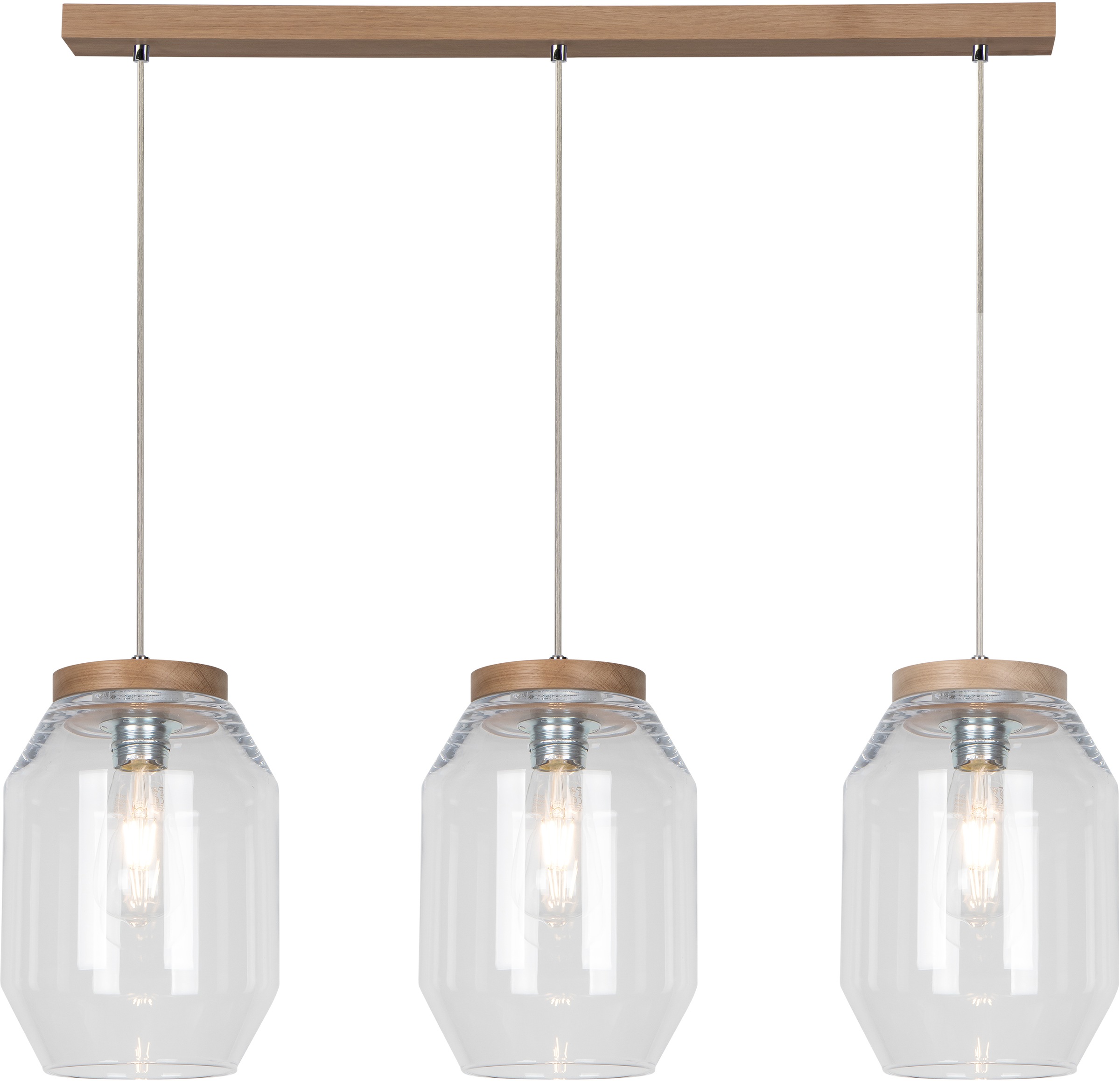 BRITOP LIGHTING Pendelleuchte »Vaso«, Leuchtmittel E27 | Leuchtmittel wechselbar, Naturprodukt aus Kiefernholz, Nachhaltig, Hochwertige Glasschirme