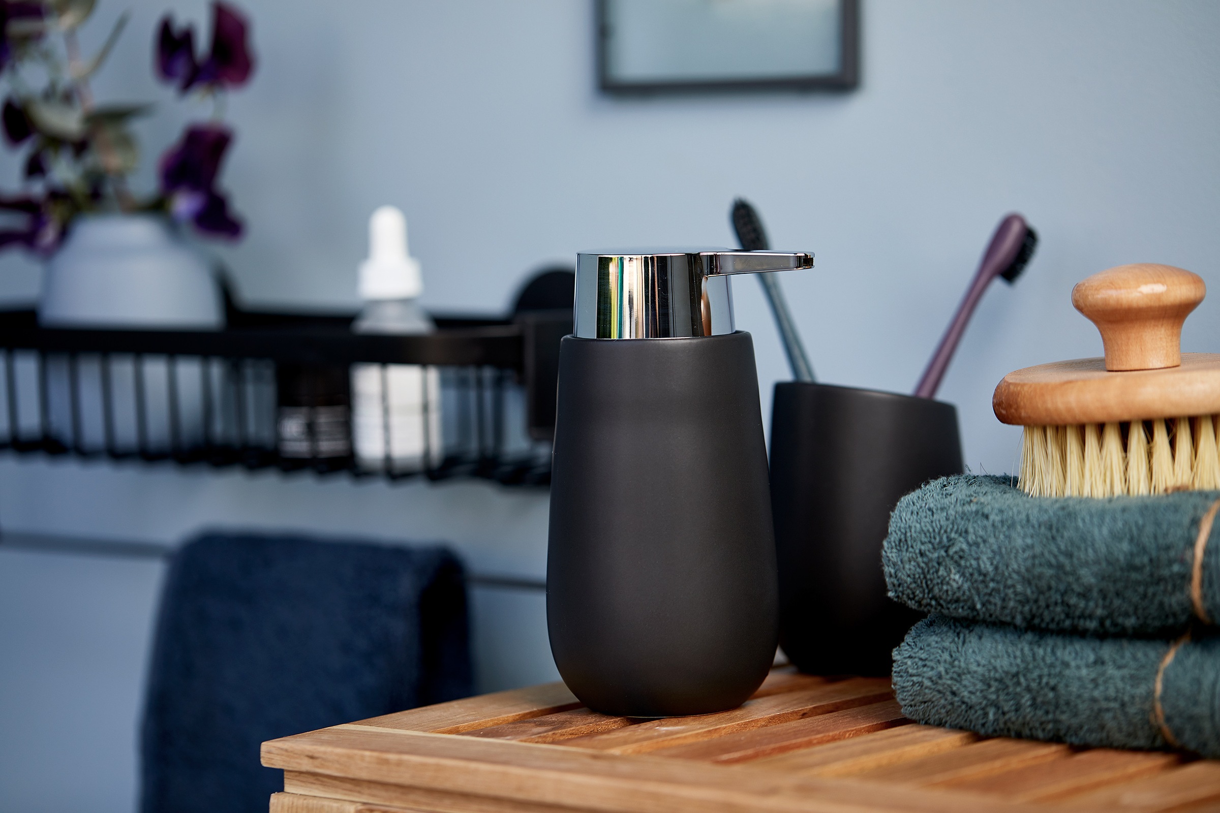 WENKO Seifenspender »Badi« Schwarz, Keramik, 320 ml