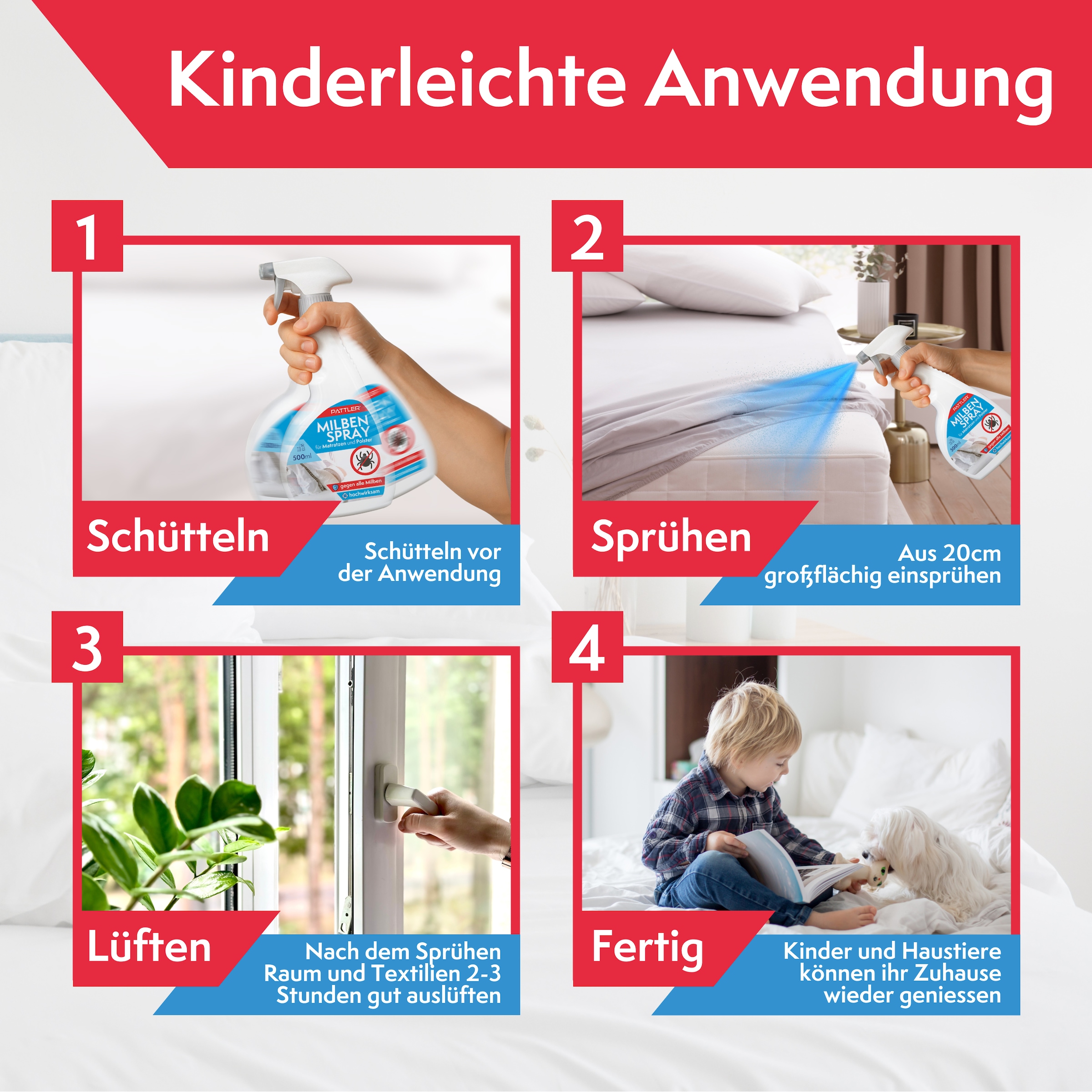 Pattler Milbenspray »Optimiert für Matratzen & Textilien« 500 ml