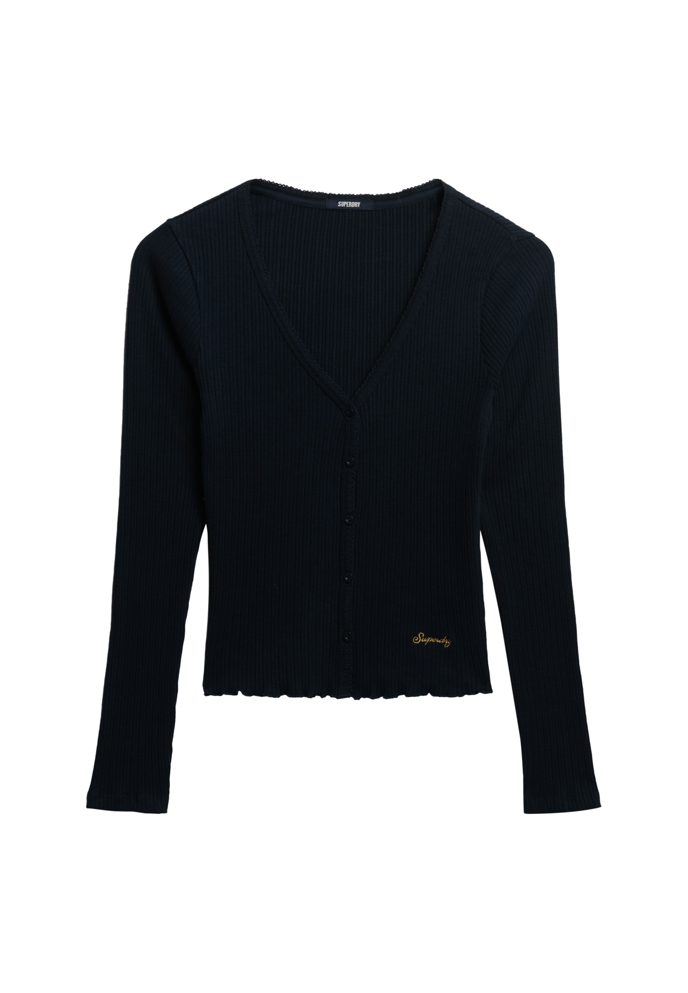 Superdry Langarmshirt »ESSENTIAL BUTTON THRU LS TOP« Baumwolle, skinny fit