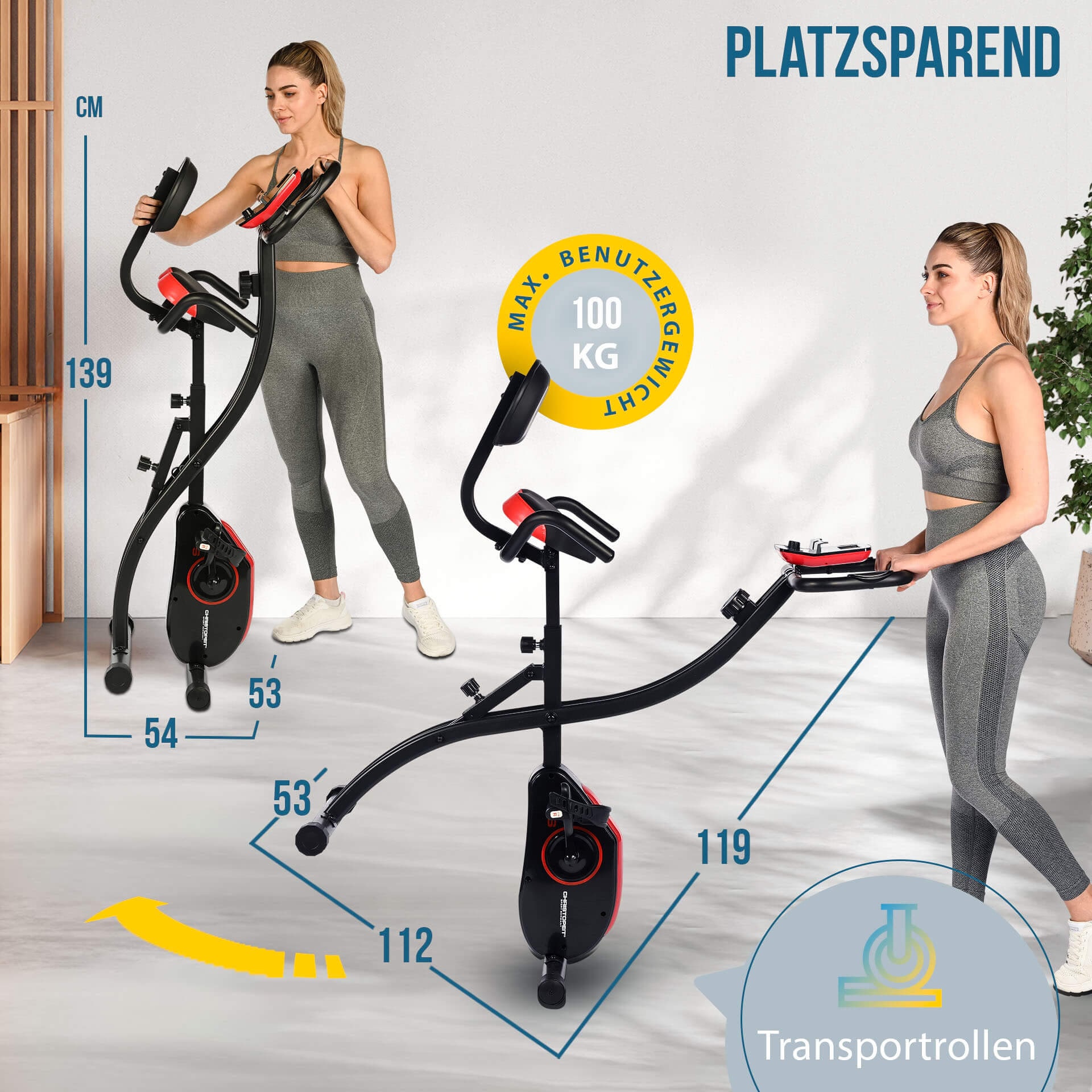 Christopeit Sport® Heimtrainer »S-Bike«, (Kinomap,Fithome und Zwift kompatibel), Schwungmasse ca. 5 kg, 8 Widerstandsstufen