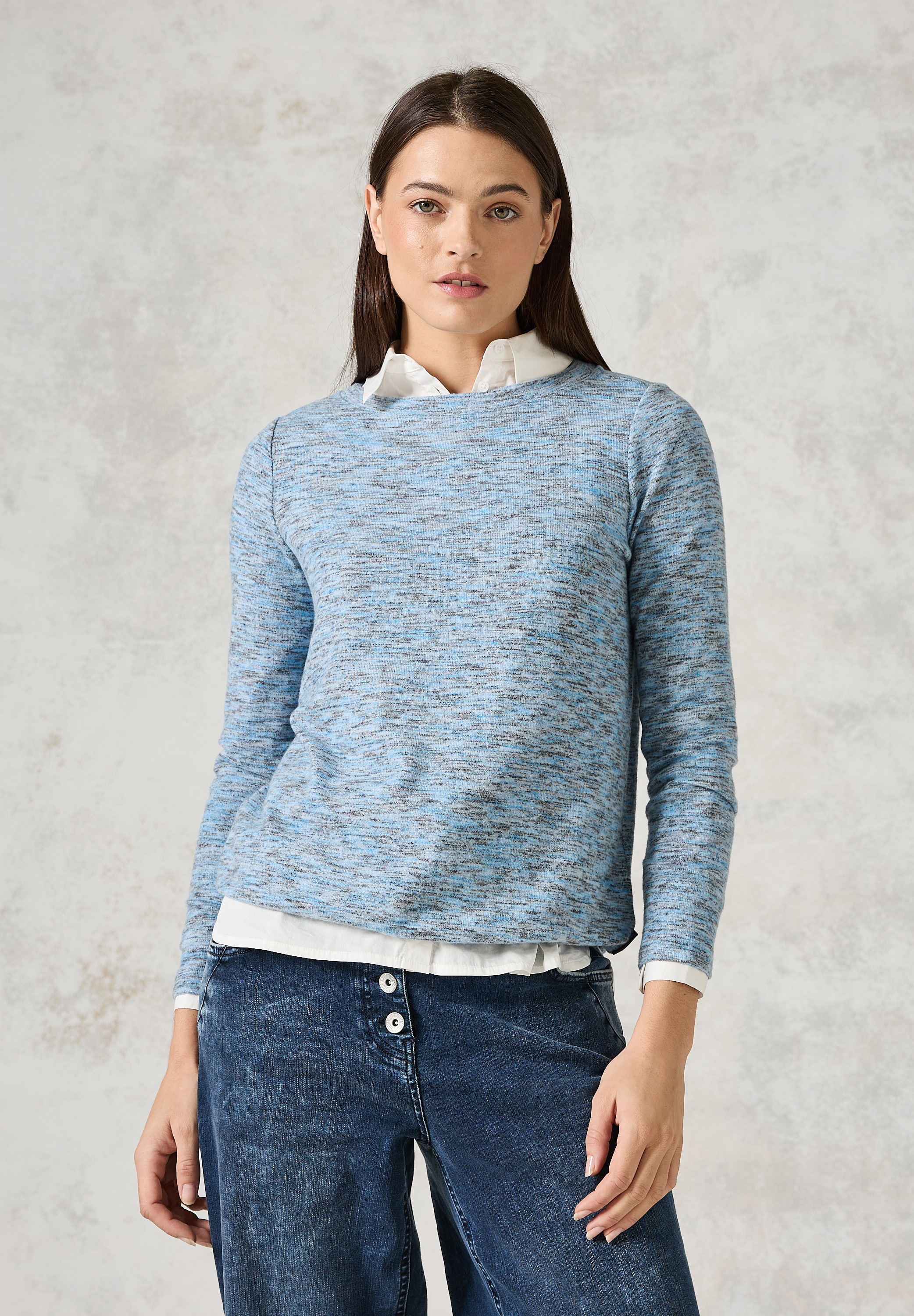 Cecil Strickpullover, meliert, mit U-Boot-Ausschnitt