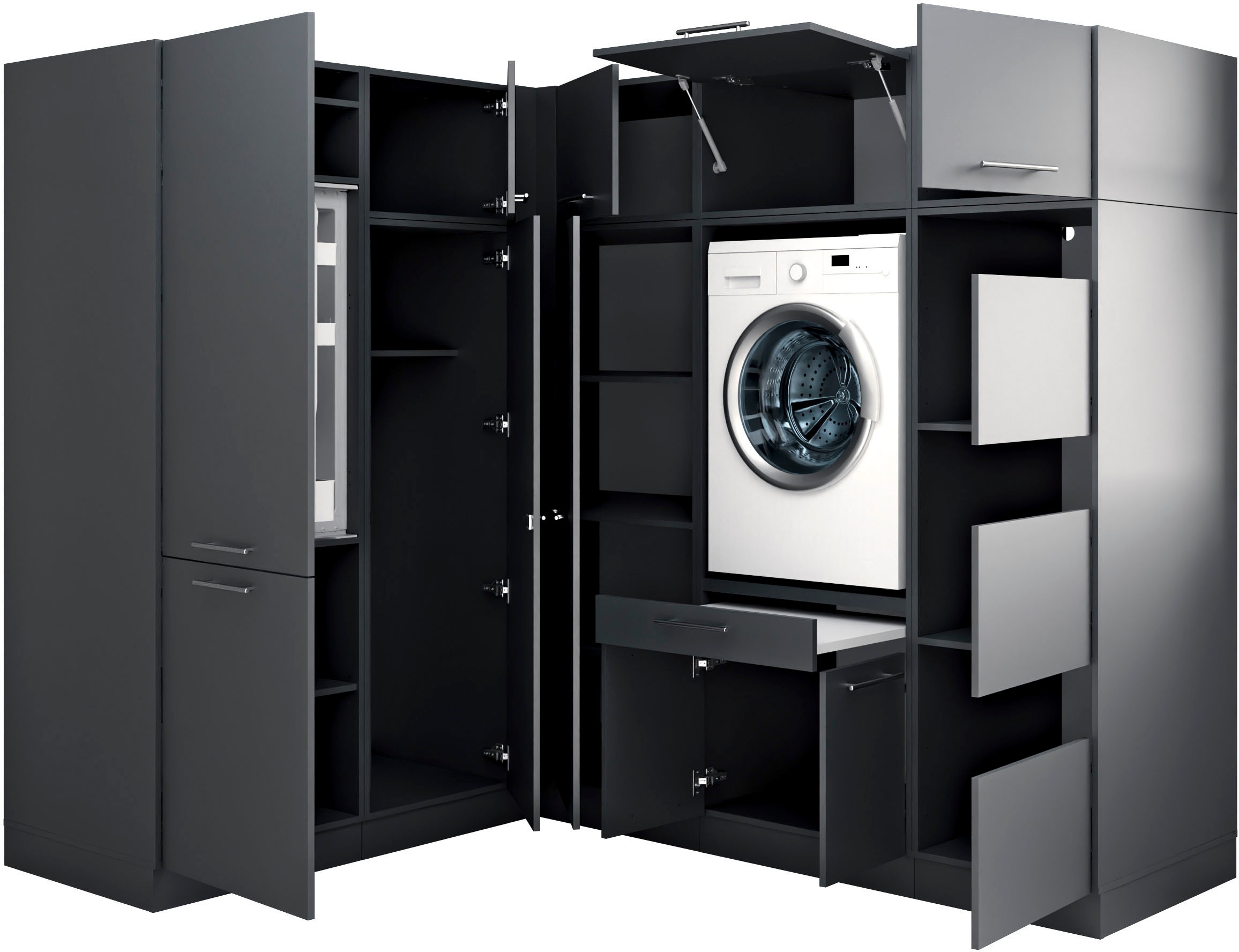 Laundreezy Mehrzweckschrank-Set »Laundreezy, 9-tlg. Mehrzweckschrank-Set B/H/T 218/200/68 cm« 9 Stk. tlg.