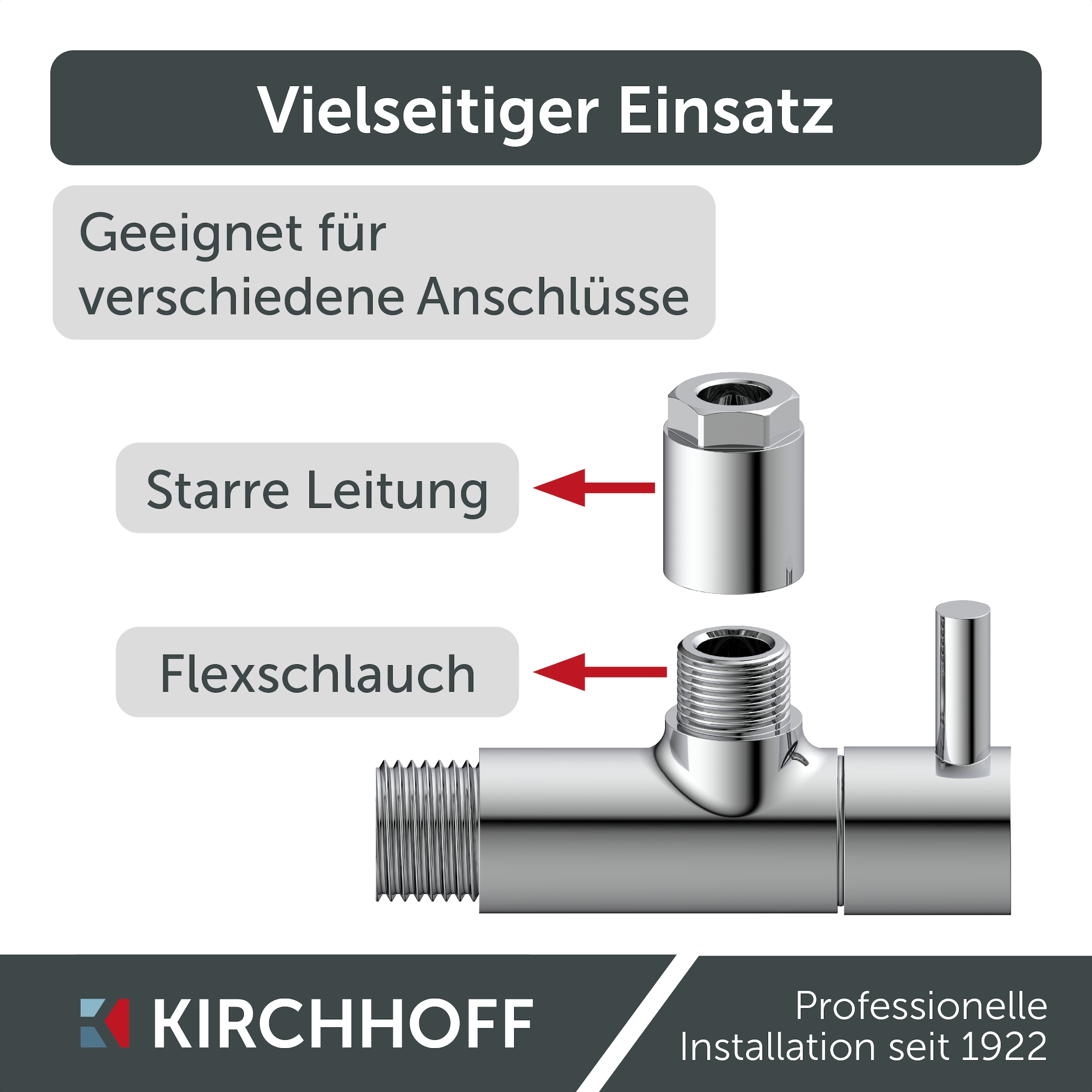 Kirchhoff Eckventil, Universal Eckventil mit Schnellverschluss, ½“