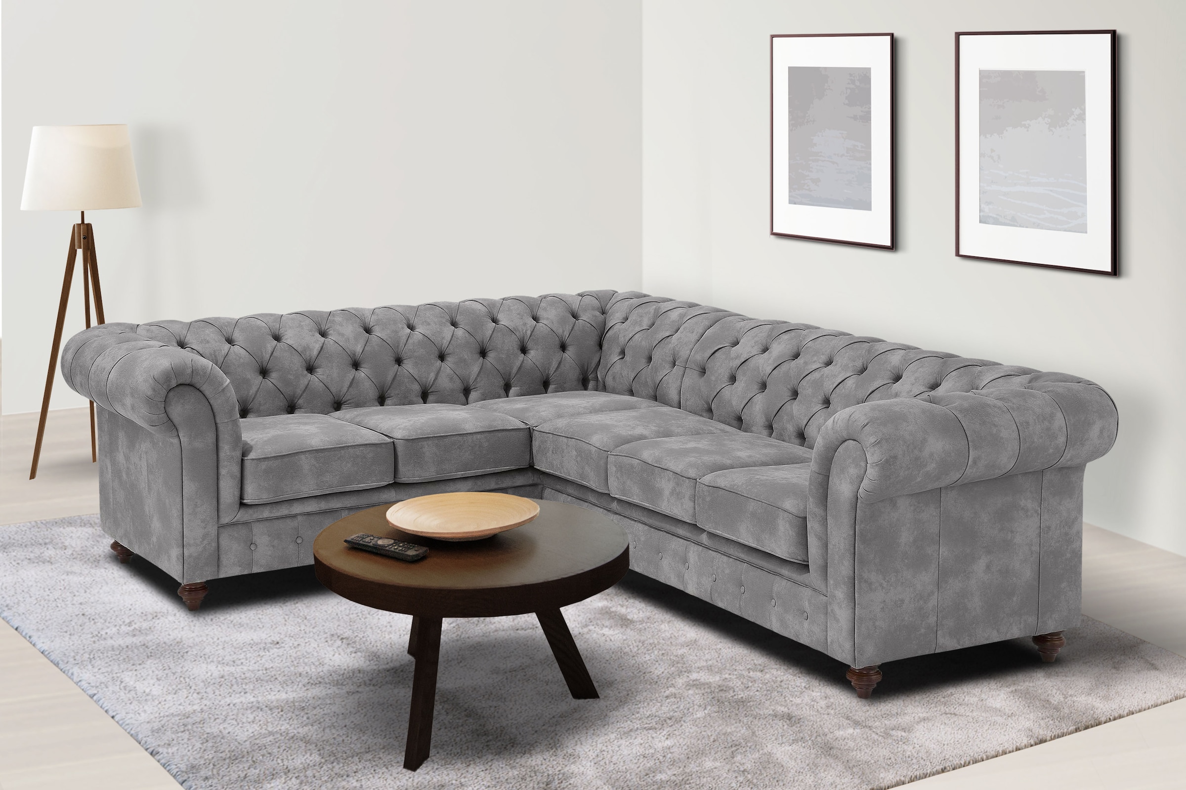 Home affaire Chesterfield-Sofa »Chesterfield Ecksofa, auch in Leder L-Form«, hochwertige Knopfheftung, langer Schenkel links oder rechts wählbar