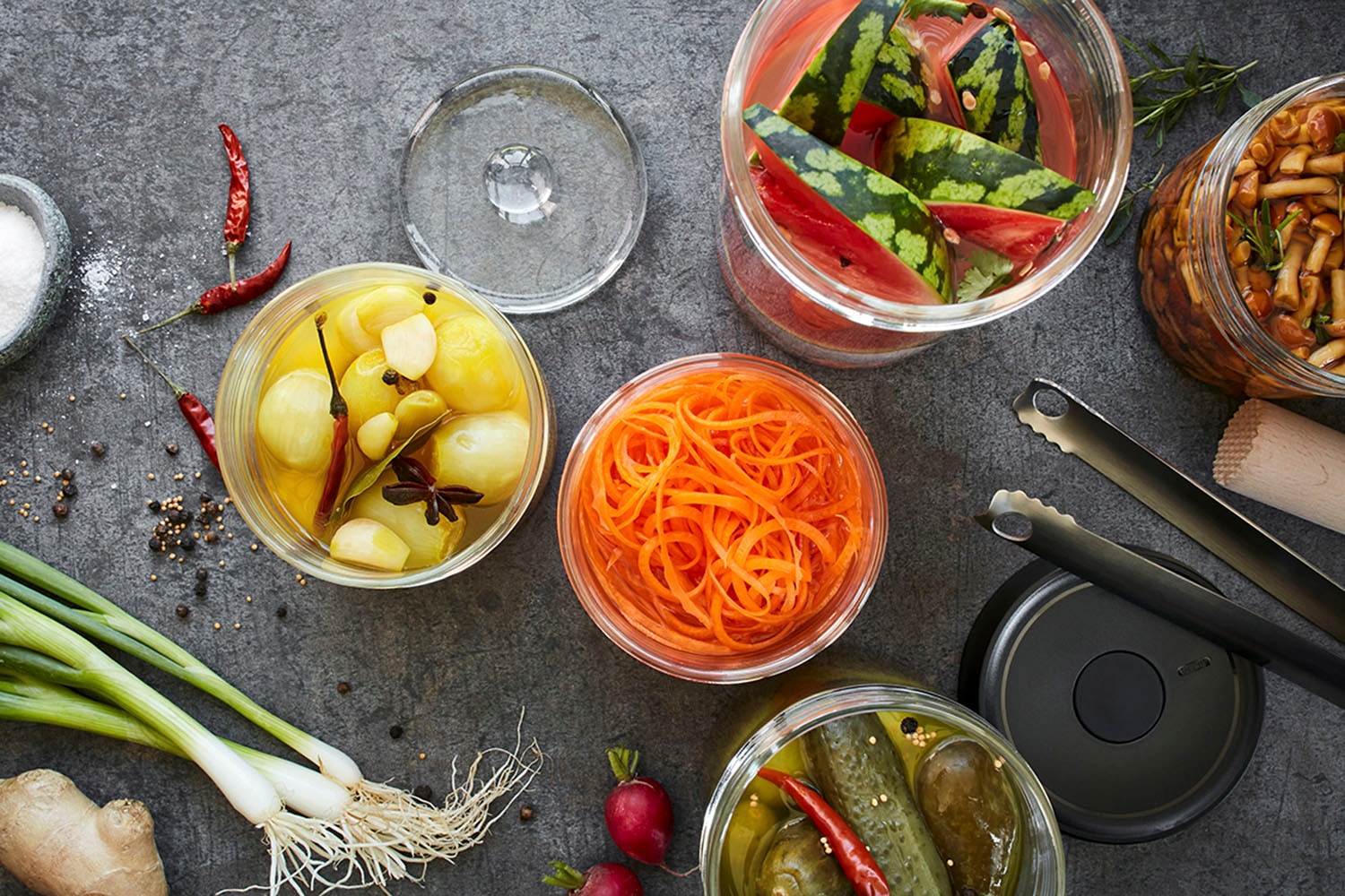 GEFU Fermentationsglas »NATIVO« Set, Glasbehälter, Deckel mit Ventil, Beschwerungsgewicht, 3 Stk. tlg. Innovatives Ferment Vent System für optimalen Gärprozess.