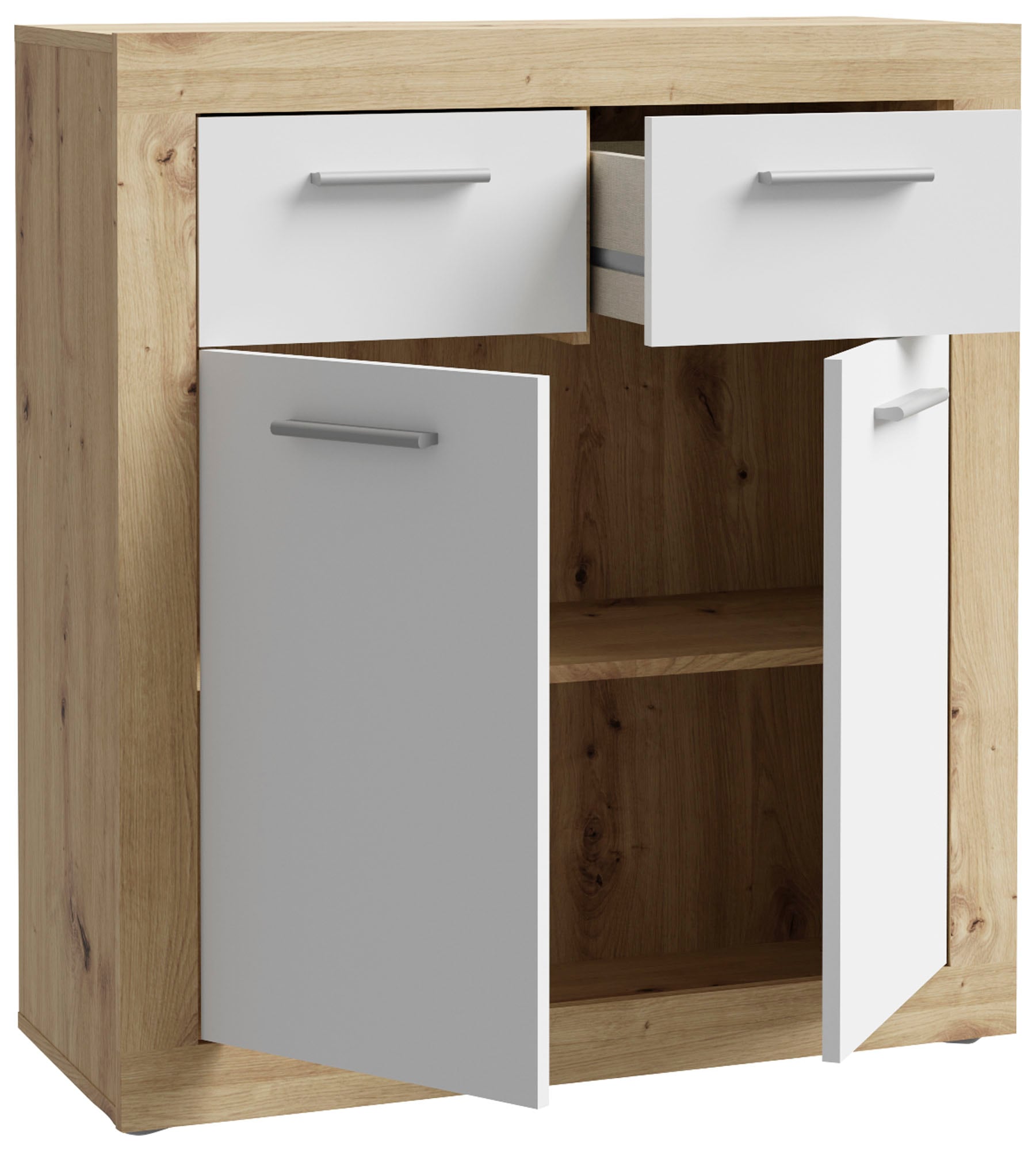 FORTE Kommode »Baccio«, Breite 83 cm, Höhe 92 cm mit 2 Schubkästen und 2 Türen