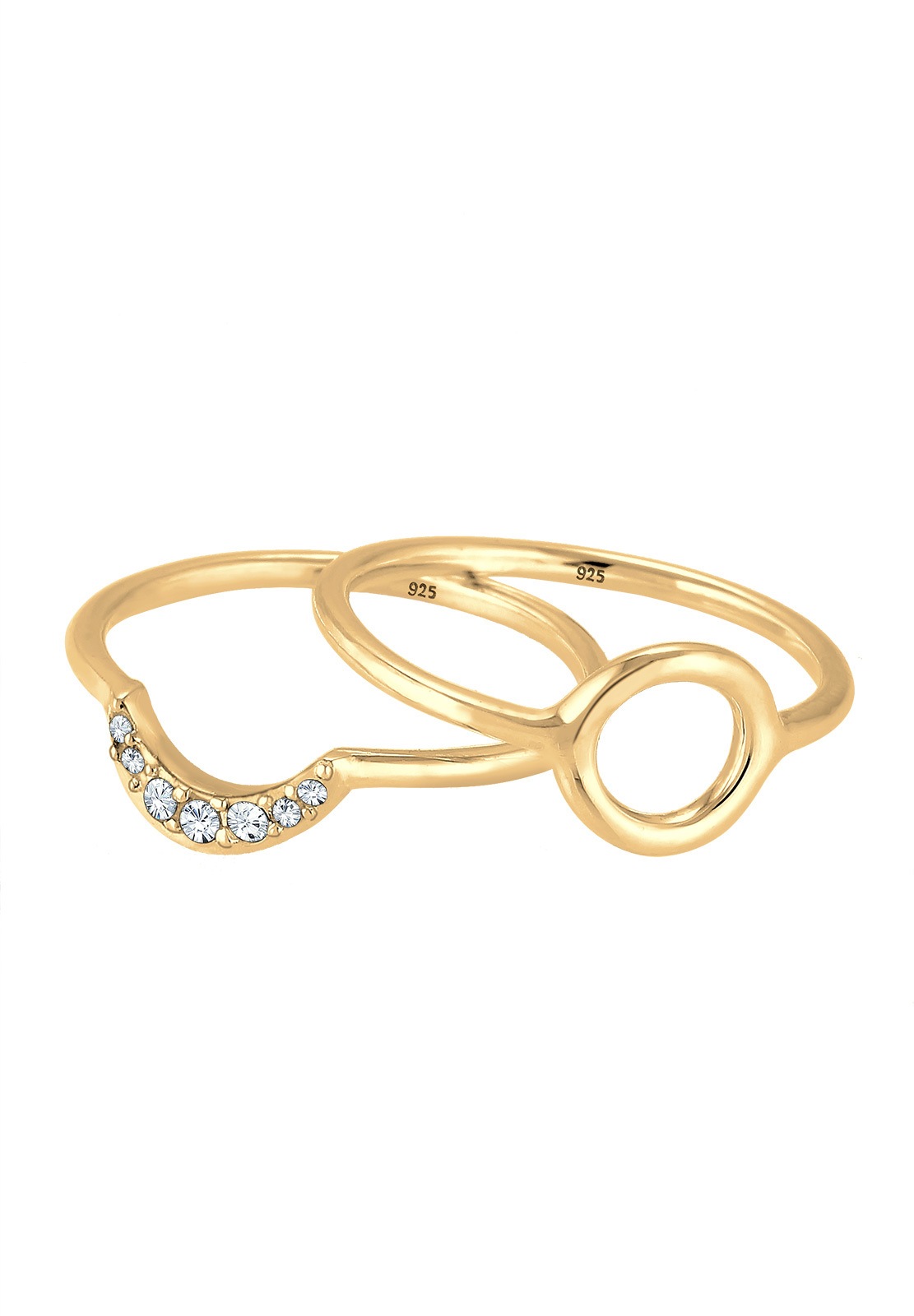 Elli Ring-Set »Ring Kreis Mond Weiß 925 Silber vergoldet, mit Kristallen von Swarovski®«