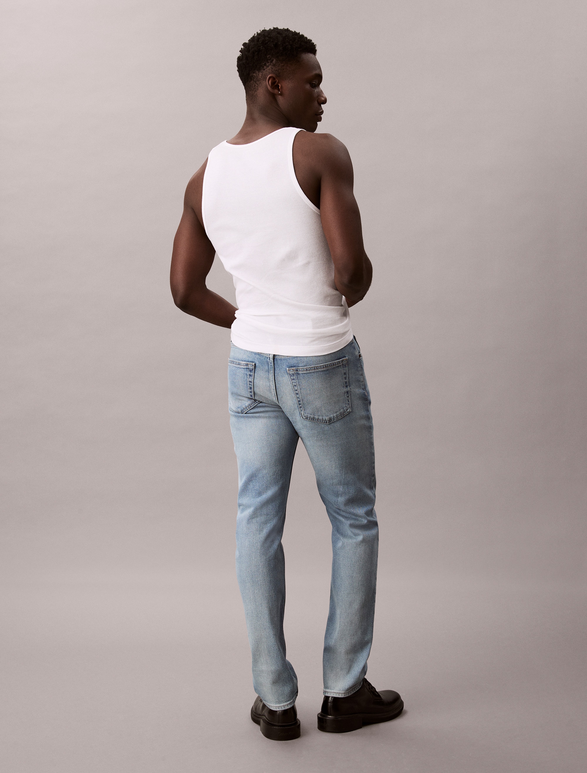Calvin Klein Slim-fit-Jeans used washed, Slim Straight Fit, Logopatch am Bund