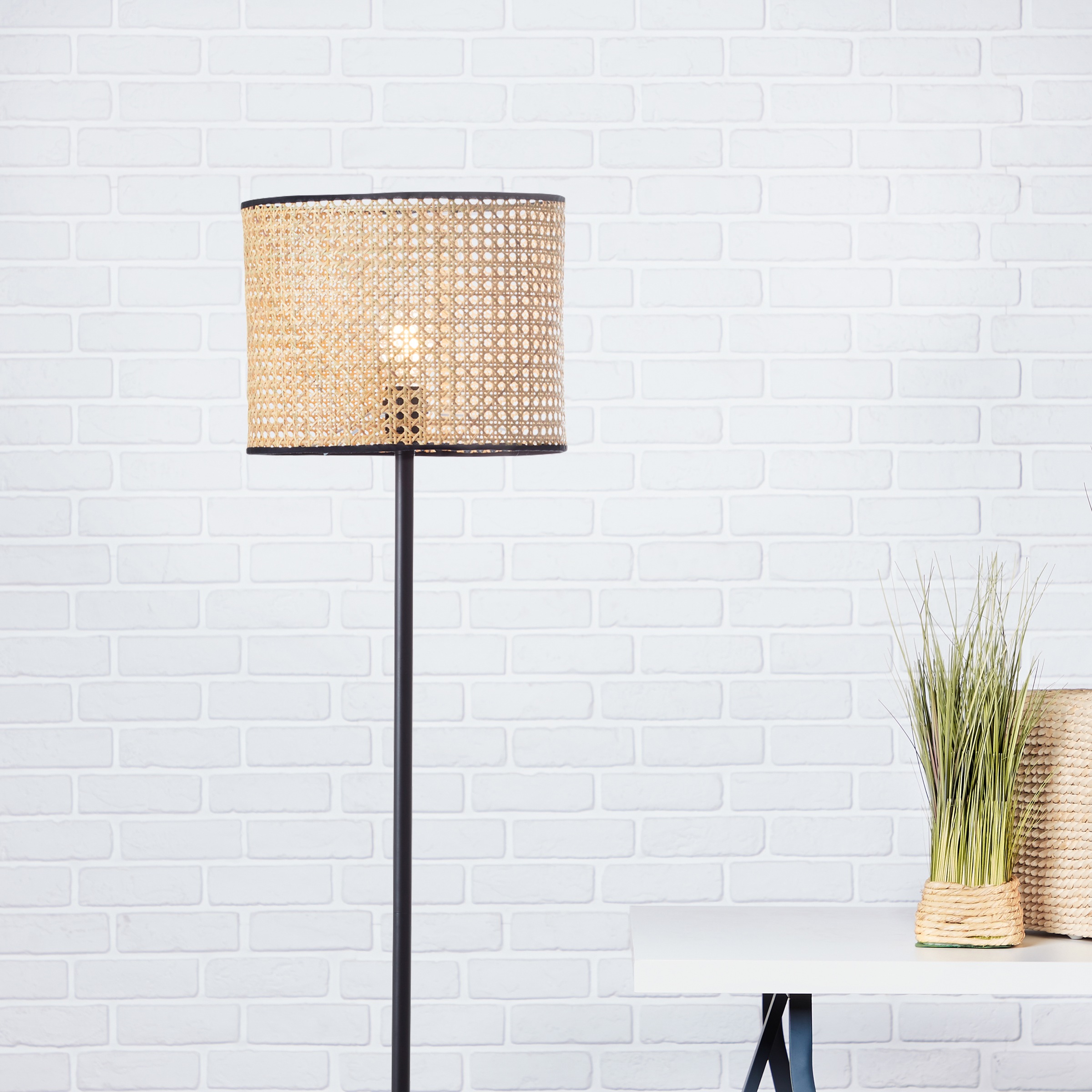 Brilliant Stehlampe »WILEY«, 1 flammig-flammig, 154 cm Höhe, Ø 30 cm, 1 x  E27, Metall/Rattan, holz hell/schwarz online kaufen | mit 3 Jahren XXL  Garantie