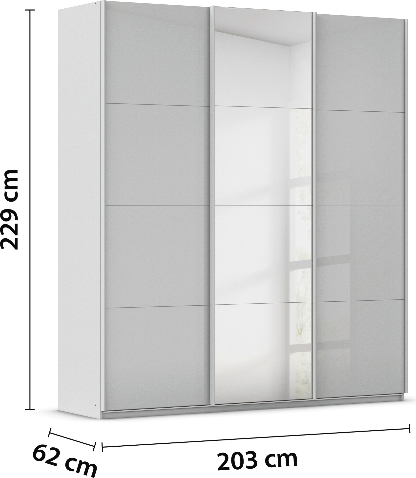 rauch Schwebetürenschrank »Kleiderschrank Kleiderschränke Schrank Garderobe AGORDO mit Glasfront«, durchdachte Innenausstattung, in 4 Breiten und 2 Höhen MADE IN GERMANY