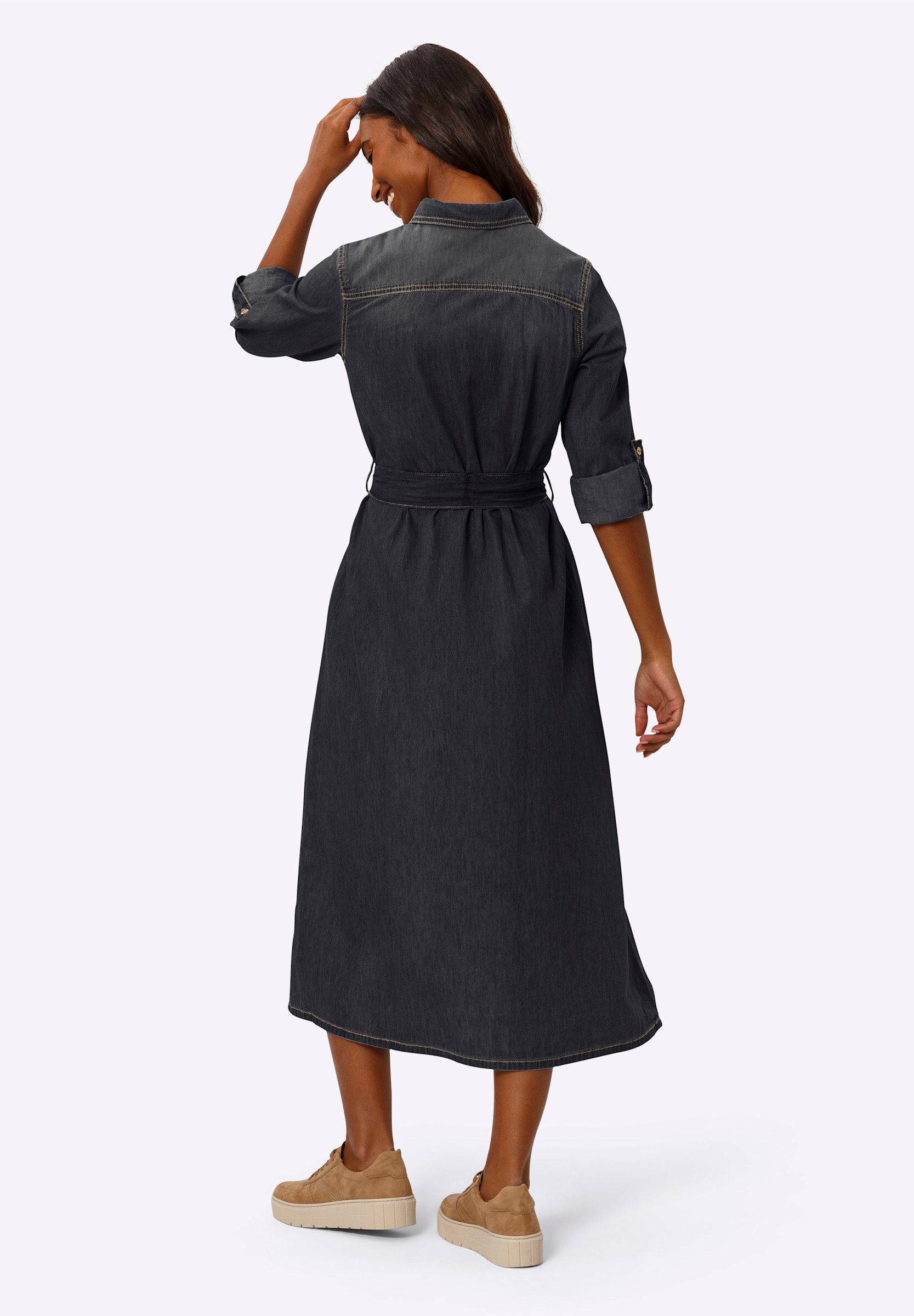 heine Hemdblusenkleid »Jeans-Kleid Hemdblusenkleid mit variabler Armlänge« Brusttasche