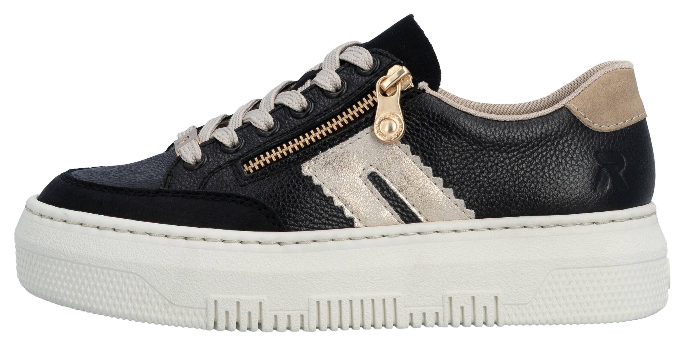 Rieker Plateausneaker  Schnürschuh, Halbschuh, Freizeitschuh mit seitlichem Reißverschluss