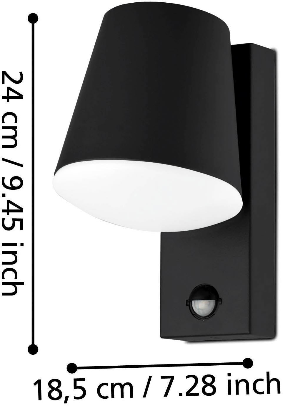 EGLO Wandleuchte »Caldiero Außen-Wandlampe, Außenlampe, Stahl und Kunststoff, E27, IP44« E27 1 Stk. Wand-/Deckenleuchte - L14 x H24 x AL18,5 cm - anthrazit - 1X10W exkl.