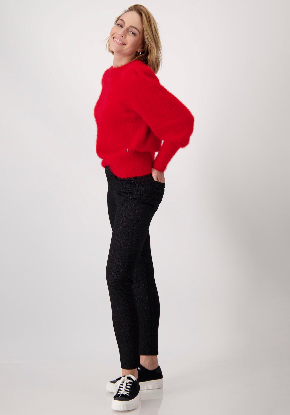 Monari Röhrenhose, mit Glitzerdruck