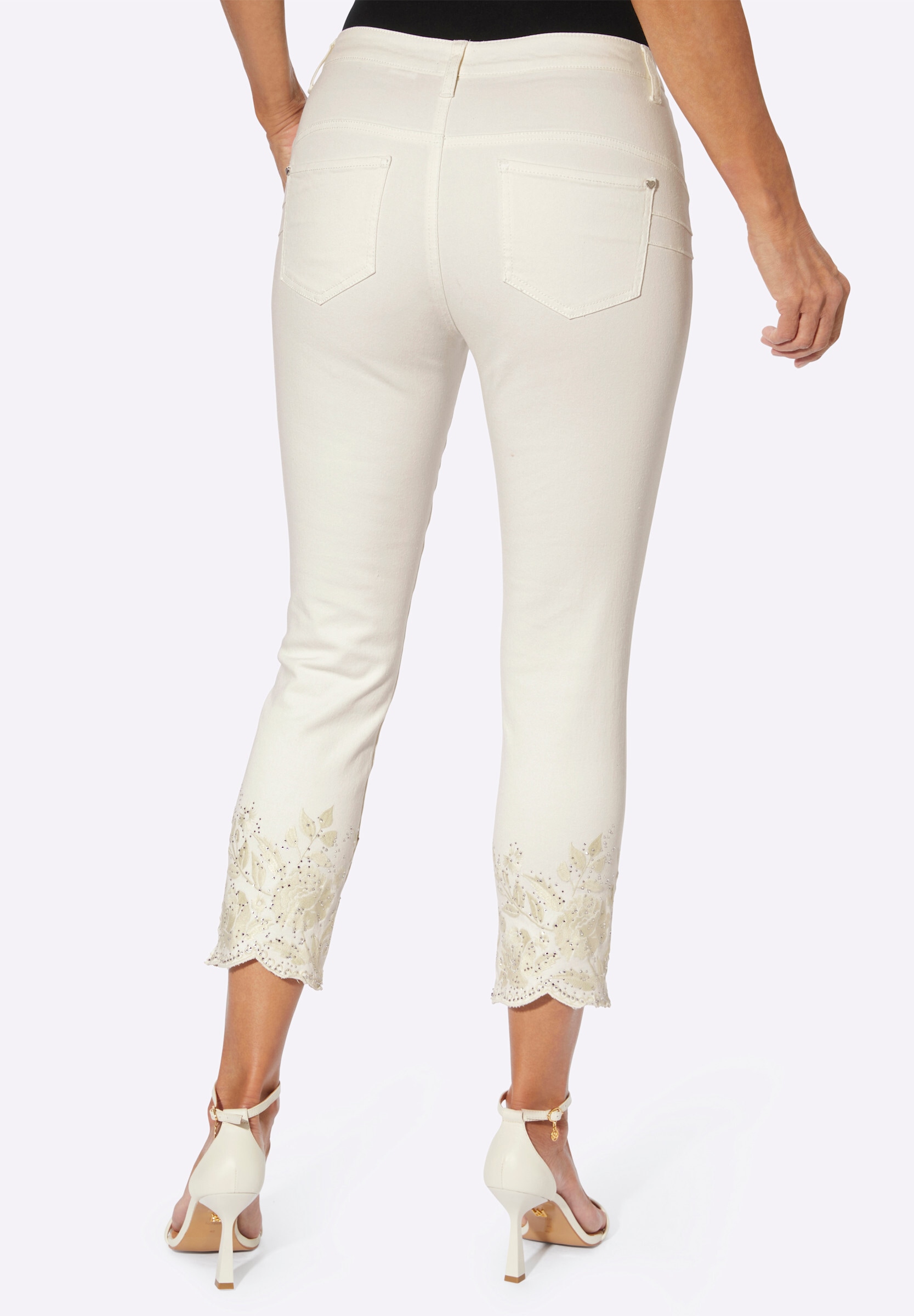 Witt Bequeme Jeans »7/8-Jeans 7/8-Jeans mit Stickerei und Glitzer-Steinchen«