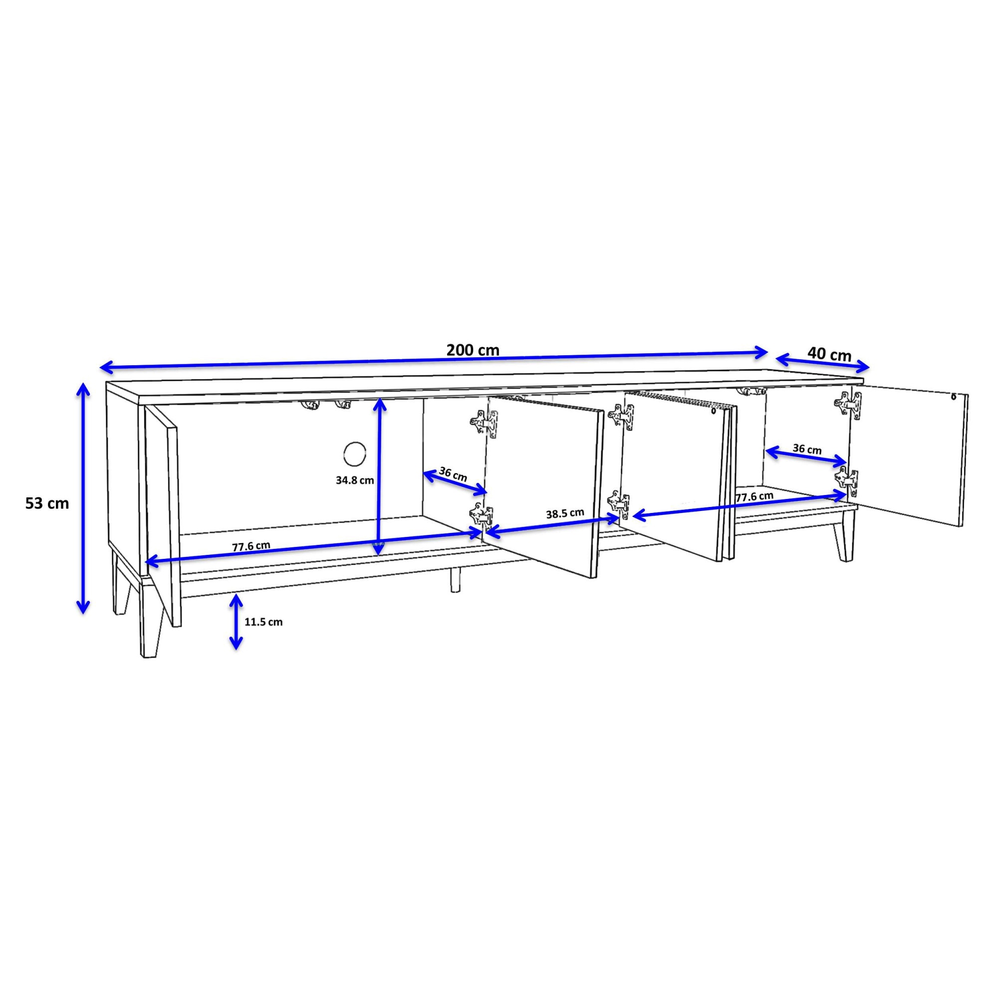 OTTO home Lowboard »Maryd« TV-Kommode mit Kabeldurchführung, Push-to-Open Funktion, Breite 200 cm