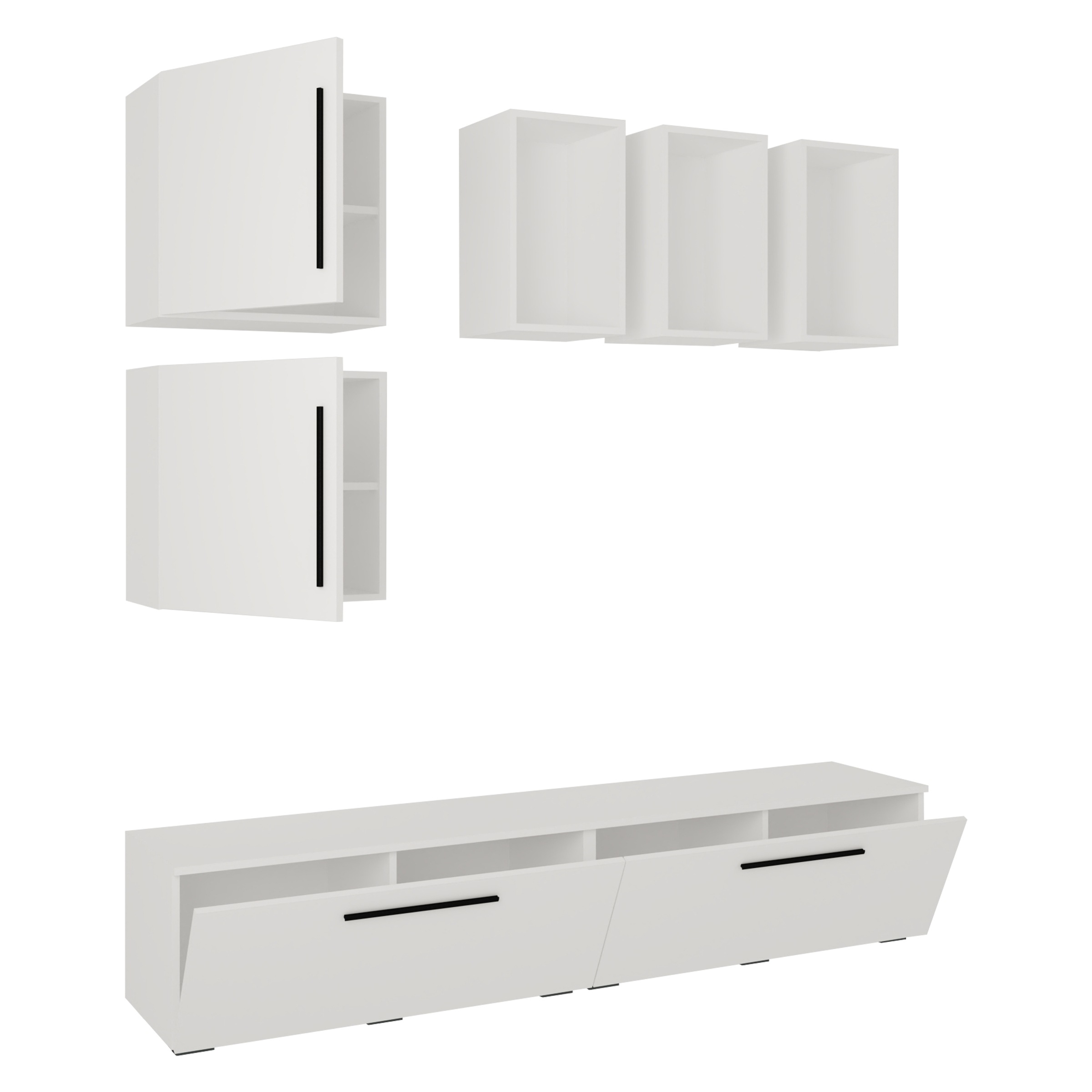 VCM TV-Board »VCM TV Möbel | Wohnwand mit ausreichend Stauraum | Anbauwand | Maße H. 200 x B. 190 x T. 40 cm | Fernseh Möbel ¿ Arila L«, (VCM Arila)