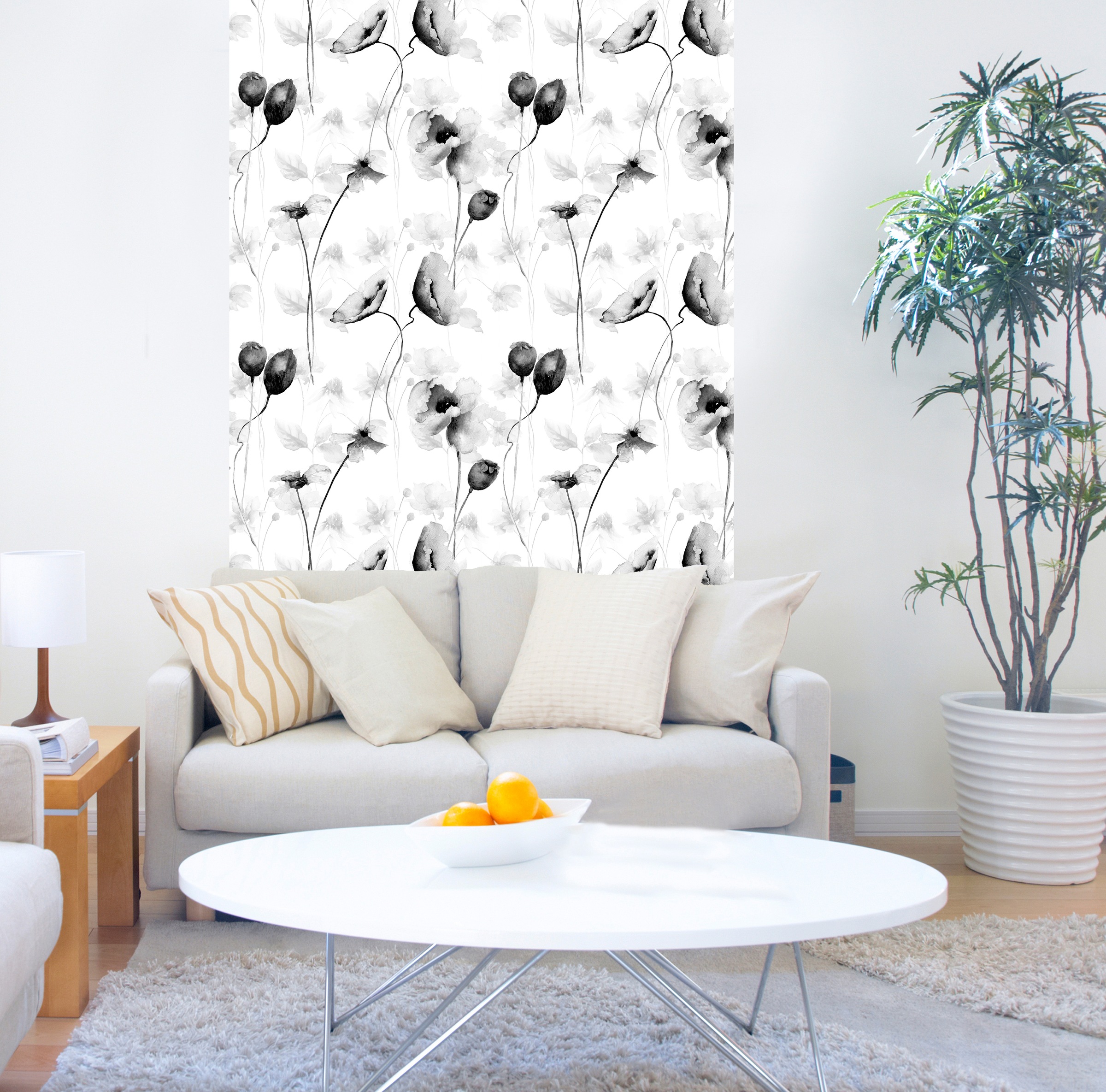 queence Vinyltapete »Moy«, bedruckt-Motiv-botanisch-floral-gemustert-natürlich, 90x250cm, selbstklebend, kinderleichte Anbringung, Sticker