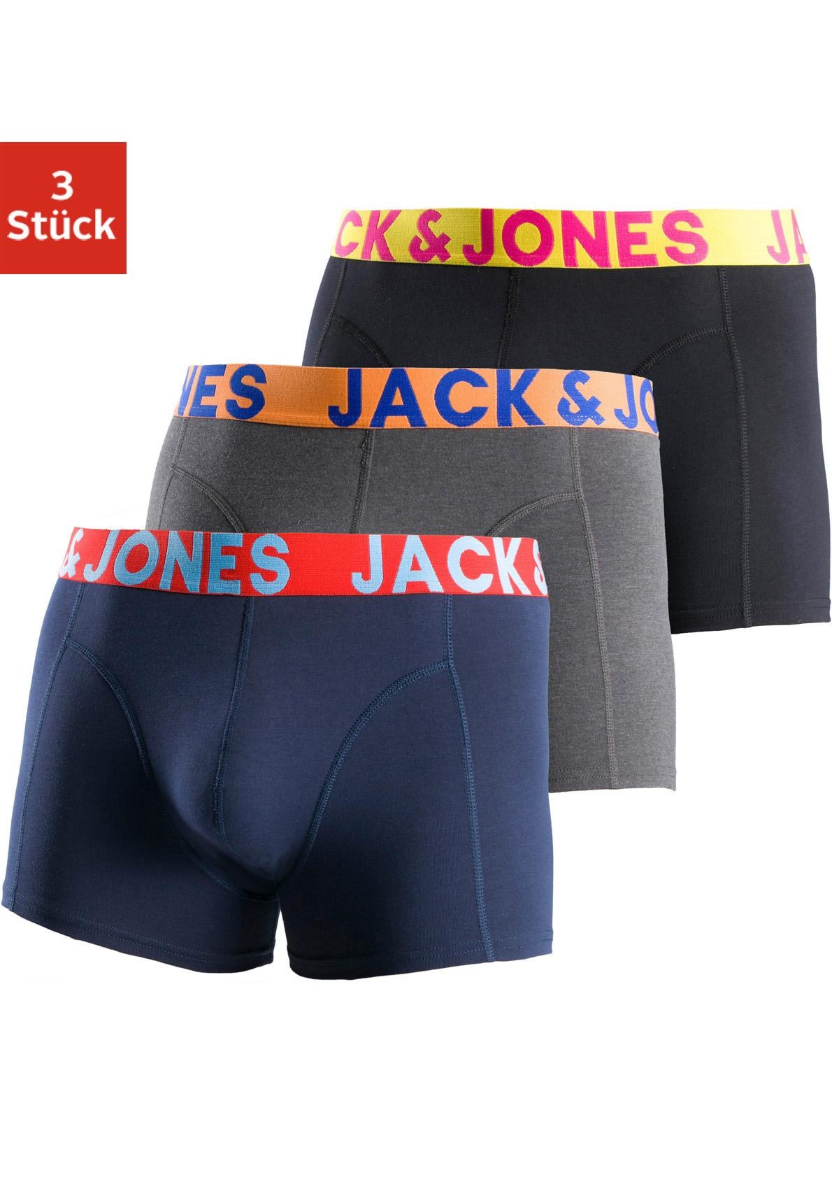 Jack & Jones Boxer »JACCRAZY SOLID«, (Packung, 3 St.), mit modisch buntem Webbund