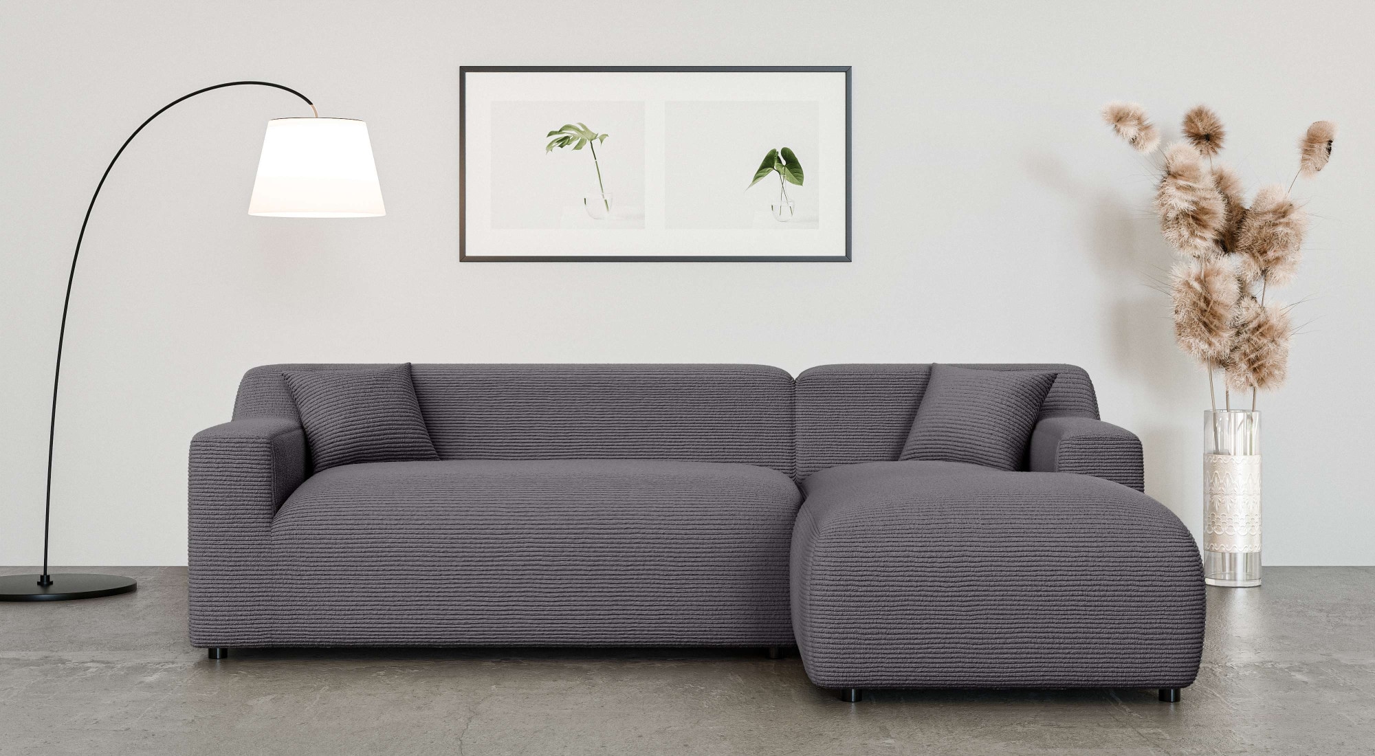 Home affaire Ecksofa »LILLIANA Designsofa, L-Form mit Recamiere rechts/links bestellbar«, L-Form mit Wellenunterfederung, Maße B/T/H: 256/160/76 cm