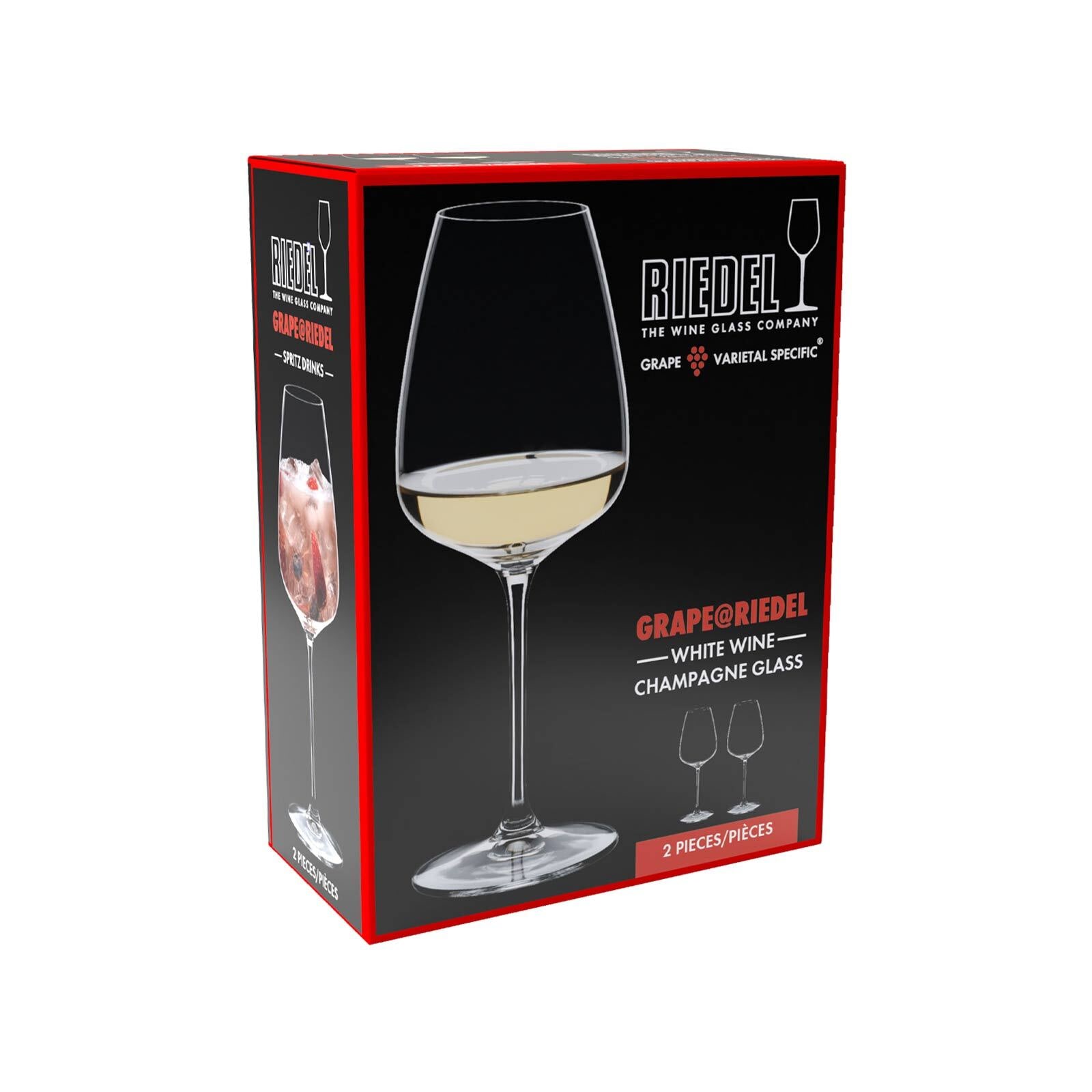 RIEDEL THE WINE GLASS COMPANY Weißweinglas »Weißwein / Champagnerglas / Spritz Drink Grape 550 ml 2er Set transparent«
