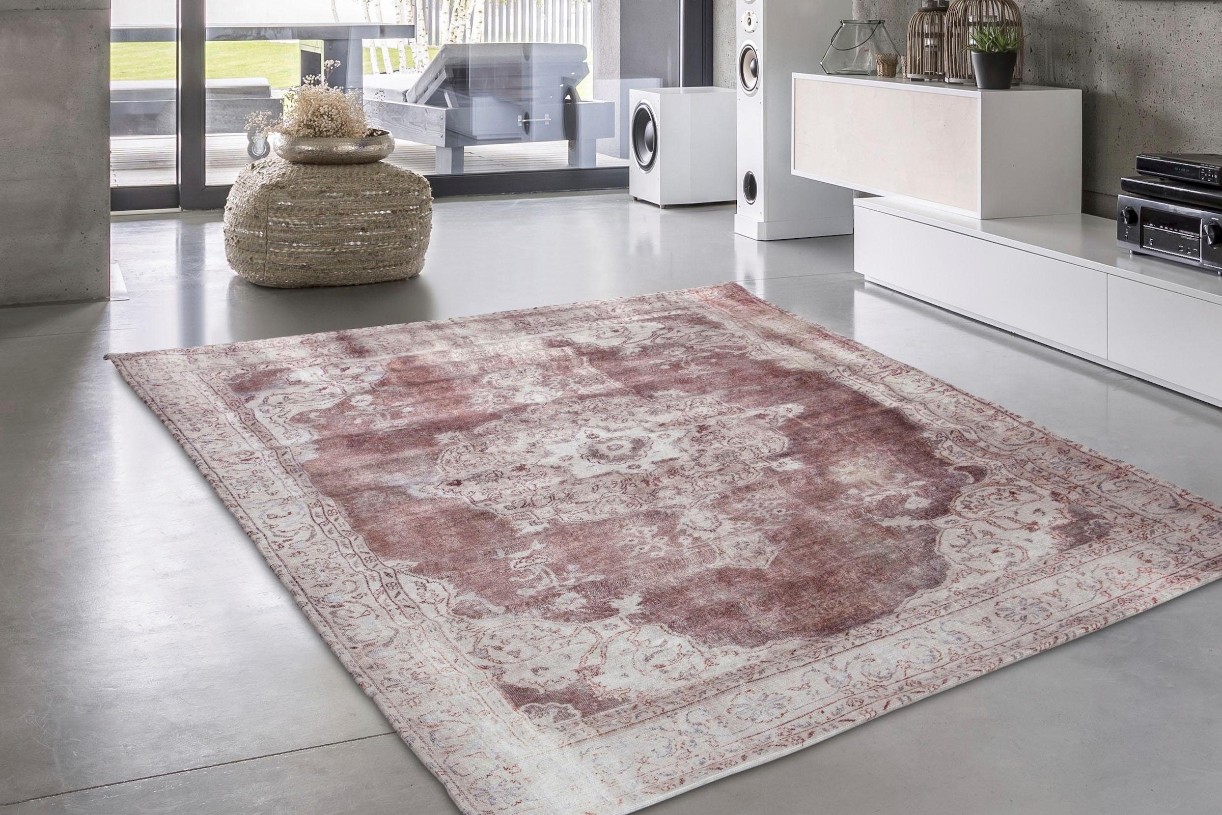 my home Teppich »Rayan« rechteckig 9 mm Höhe Orient-Design, Vintage, Kurzflor, Teppich mit Bordüre