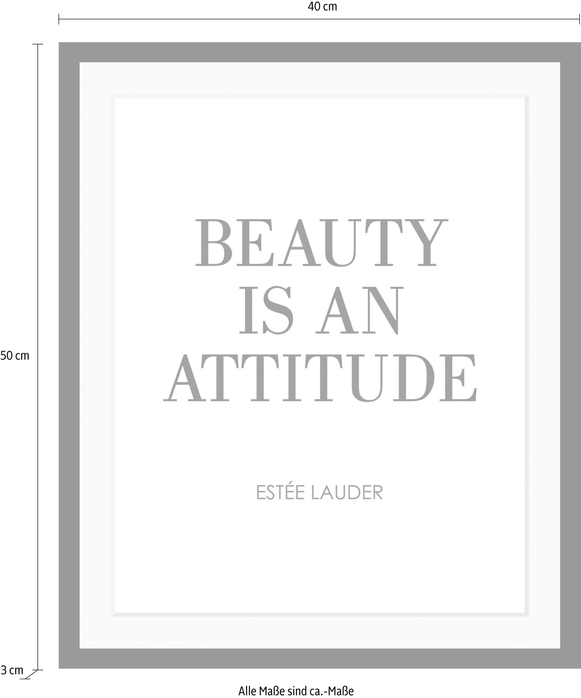Leonique Bild »Zitat Estée Lauder«, Schwarz-Weiß-Schriftzug-Motivationsbilder-Sprüche & Texte, HD Premium Poster-Druck inkl. Holzrahmen