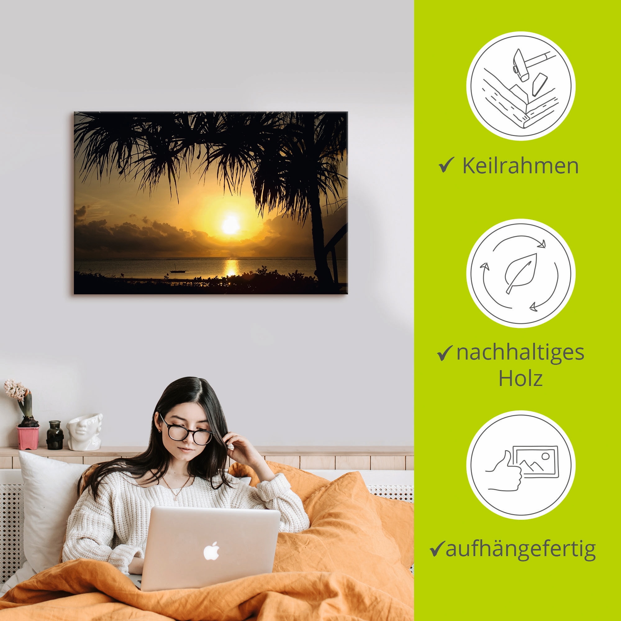 Artland Leinwandbild »Sonnenaufgang«, Afrika, (1 St.), auf Keilrahmen gespannt