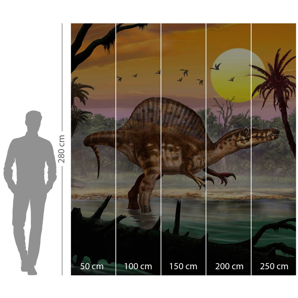 Komar Fototapete »Spinosaurus«, bedruckt-Comic-Retro-mehrfarbig