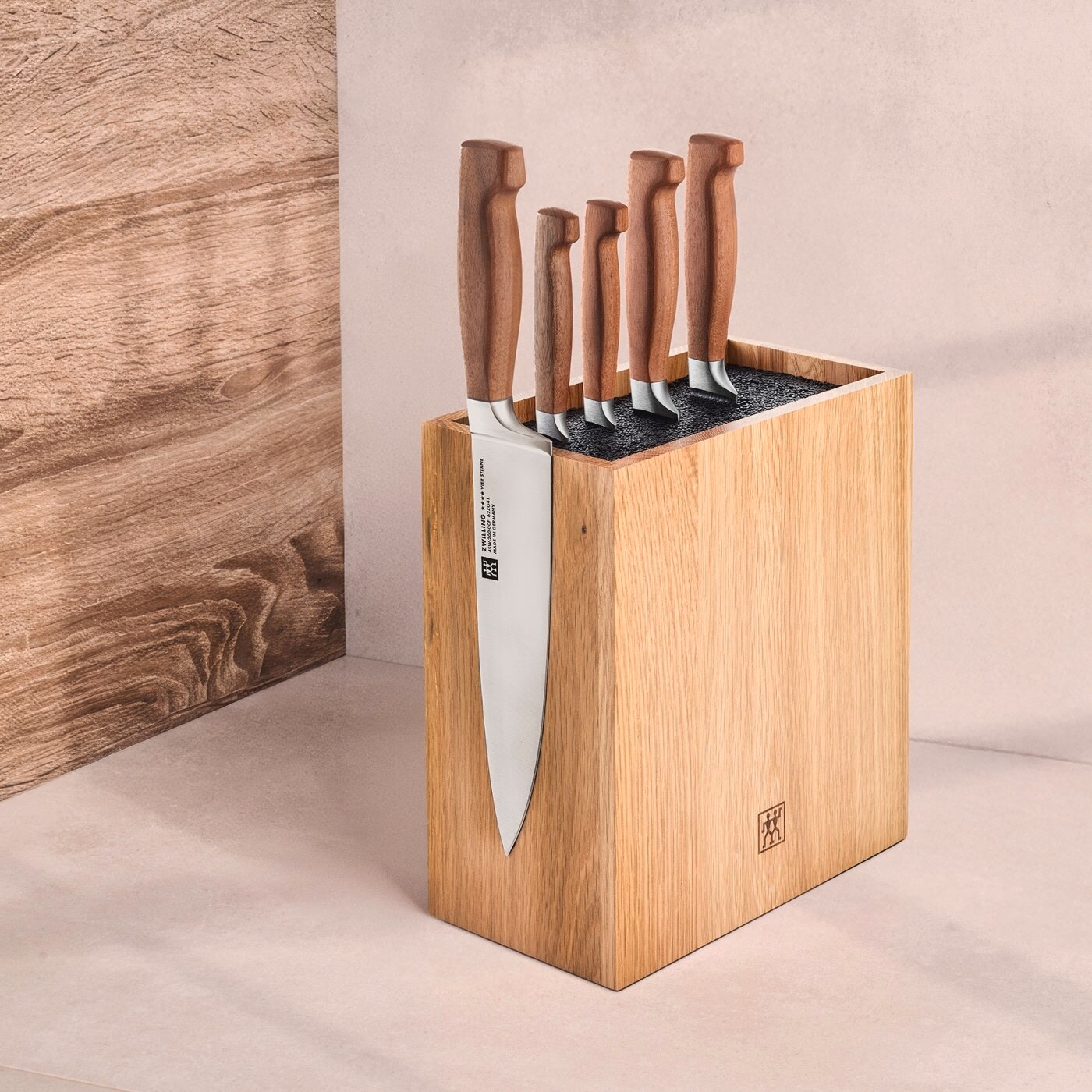 Zwilling Messerblock »**** VIER STERNE Wood« 6 Messer mit Kotibé-Holzgriffe, Messerblock aus Eiche