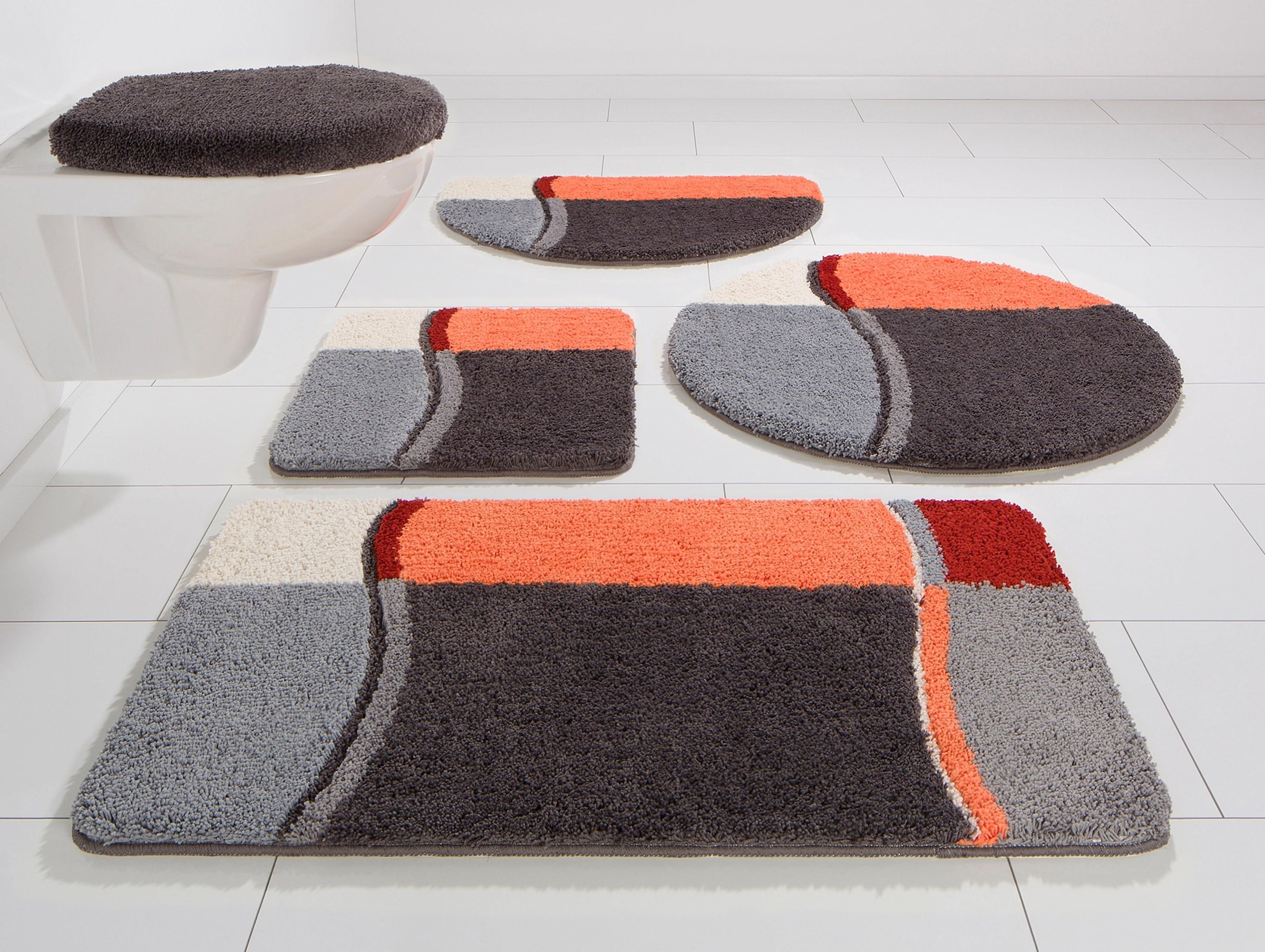 OTTO home Badematte "Belio, Badvorleger, Badezimmer Teppich" Höhe 20 mm rutschhemmend beschichtet fußbodenheizungsgeeignet  schnell trocknend  strapazierfähig Badematte, Badteppich, Badematten auch als 2 tlg. Set erhältlich, bunt