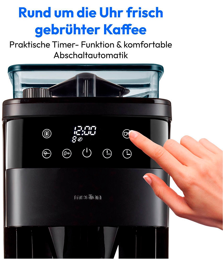 Medion® Kaffeemaschine mit Mahlwerk »MD 19911«, Permanentfilter, 8 Mahlstufen, 1 L Wassertank, Thermoskanne, Timerfunktion, 1.000 Watt