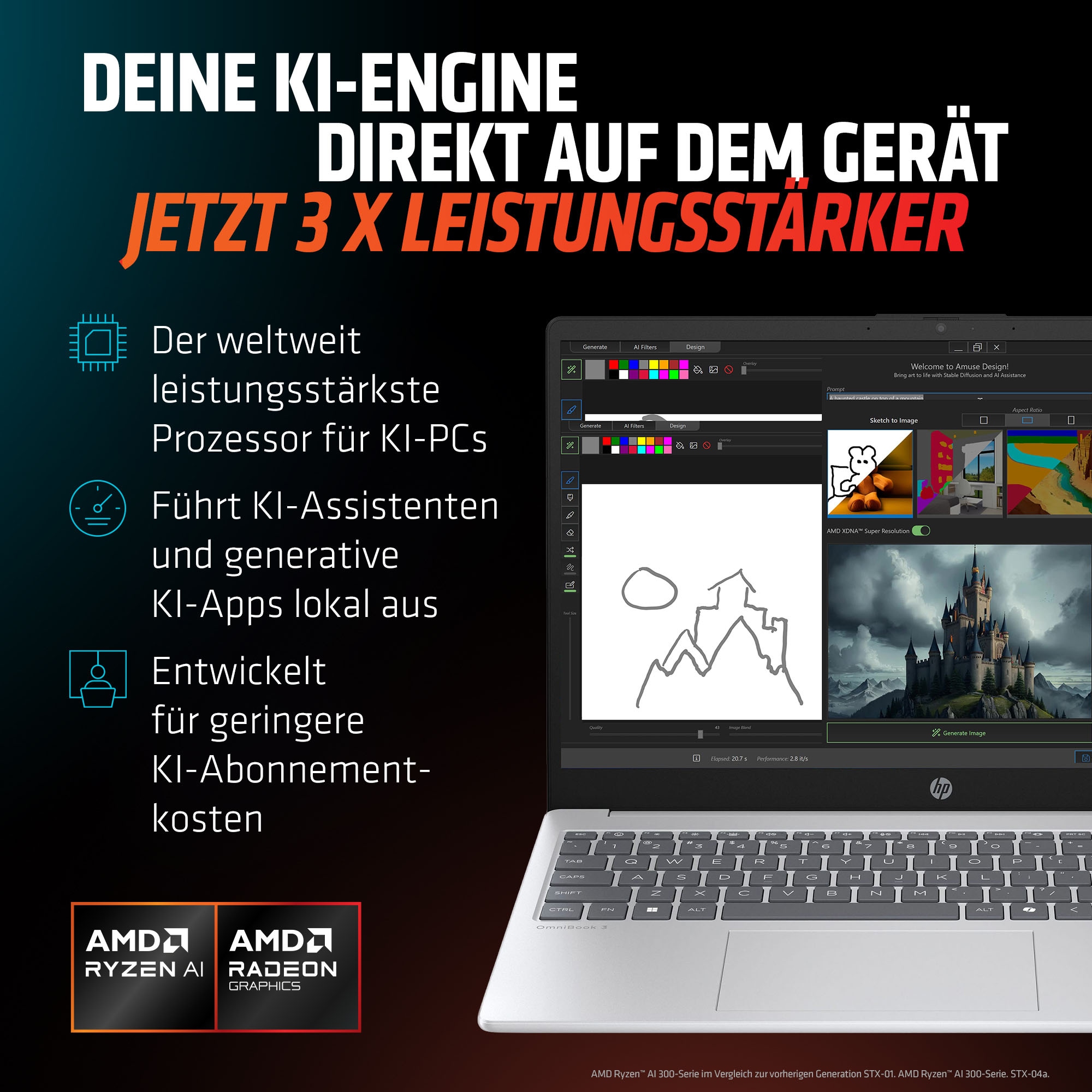 HP Notebook »OmniBook 3 NG AI« 39,62 cm / 15,6 AMD Ryzen™ AI 5 Radeon 820M 512 GB SSD