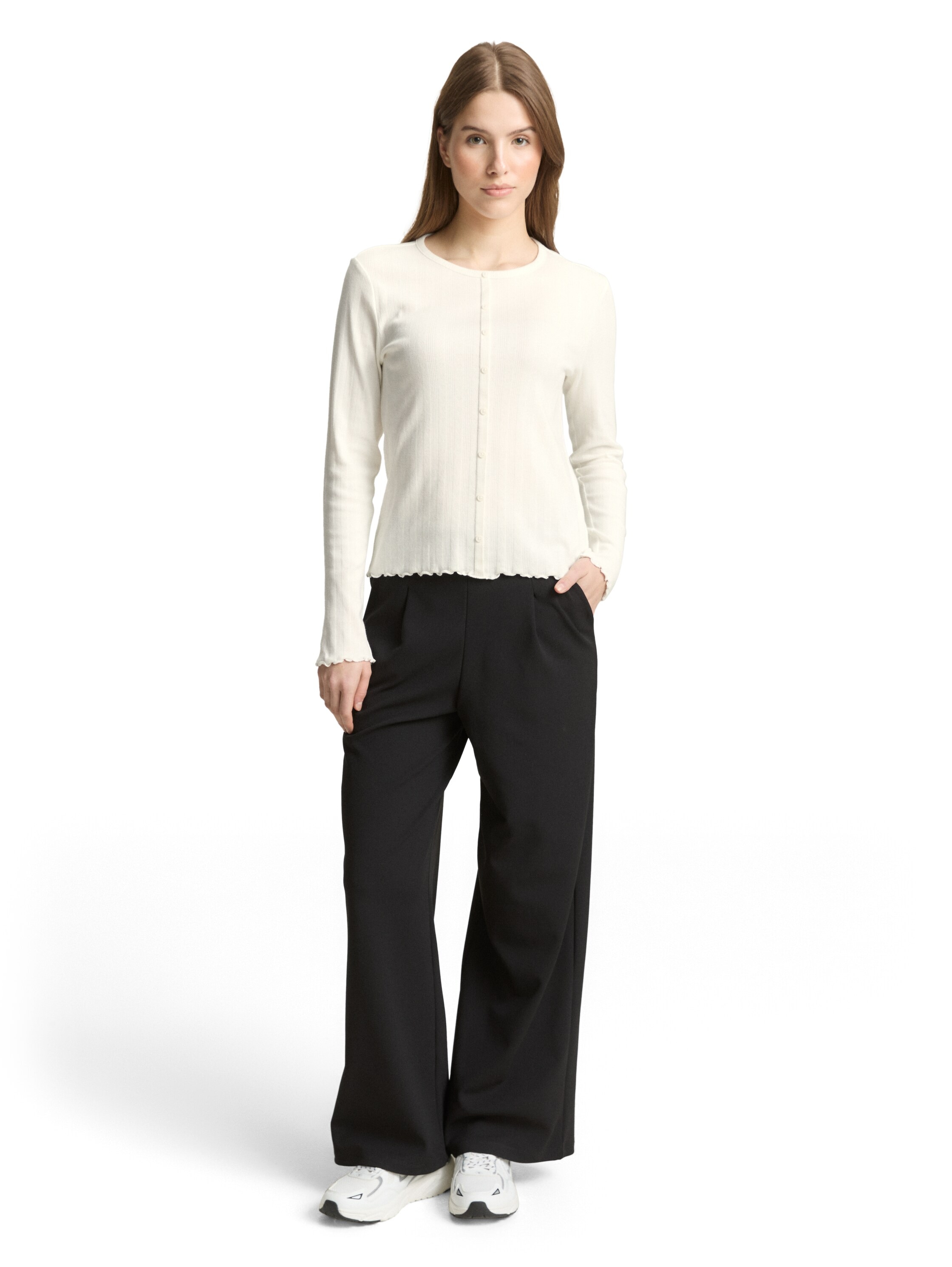 TOM TAILOR Denim Langarmshirt mit gewelltem Abschluss