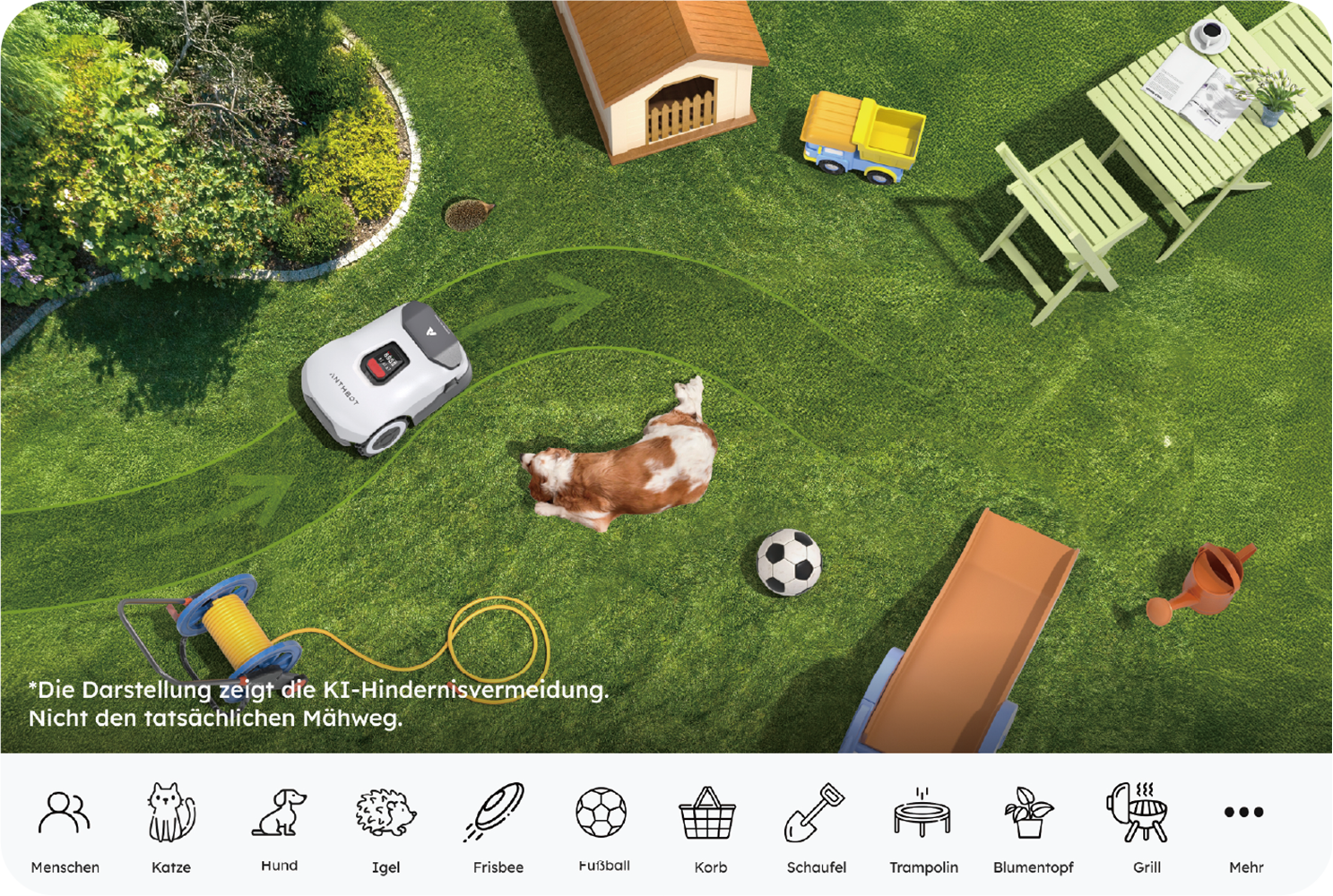 Anthbot Rasenmähroboter »90ANT-LMGenie3000« KI‑Hindernisvermeidung, Multi‑Zonen-Verwaltung,   Kabellose Installation, Full‑Band‑RTK mit 4 KI‑Kameras