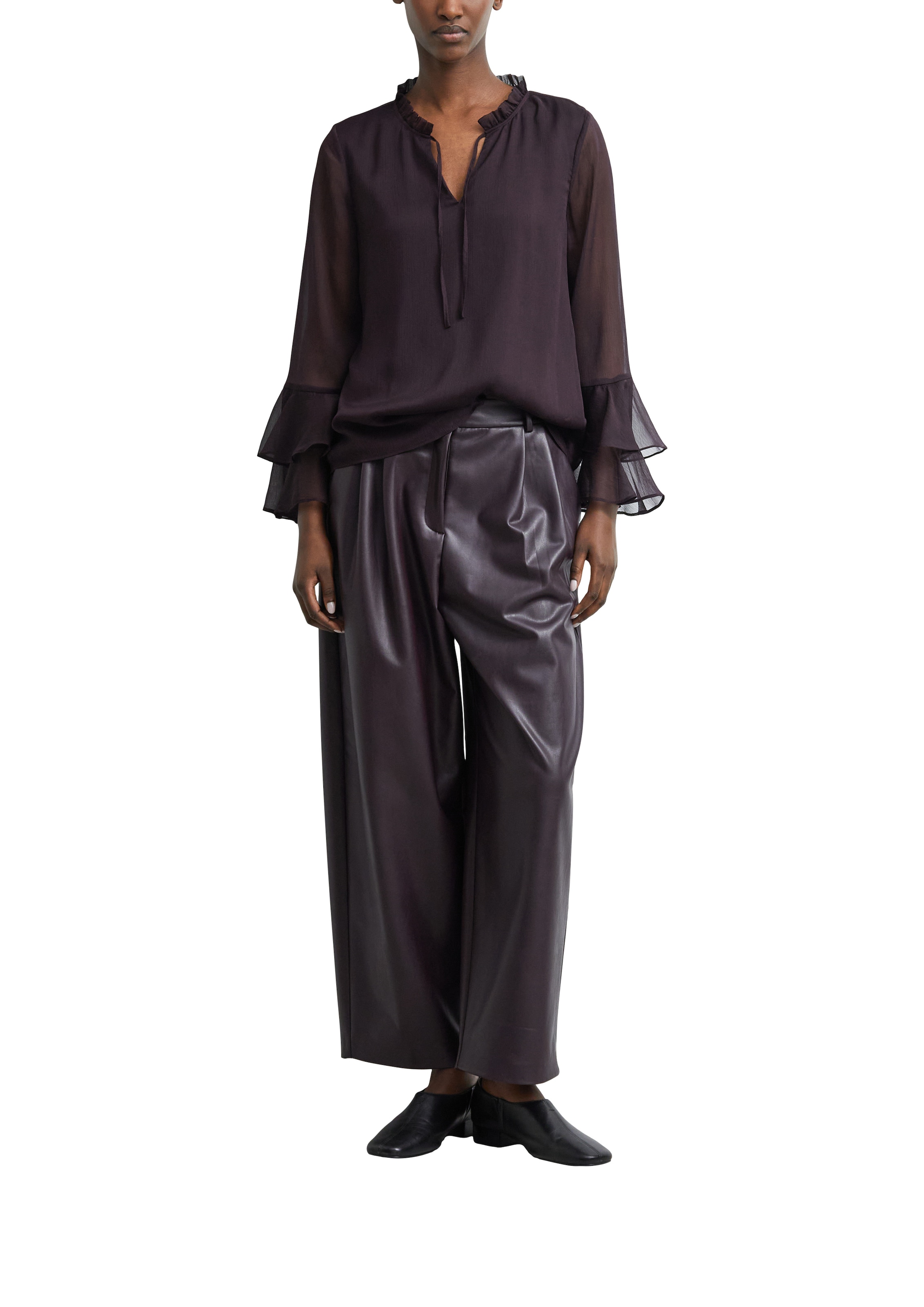 Comma Chiffonbluse mit Volant-Ärmeln im Layer-Look
