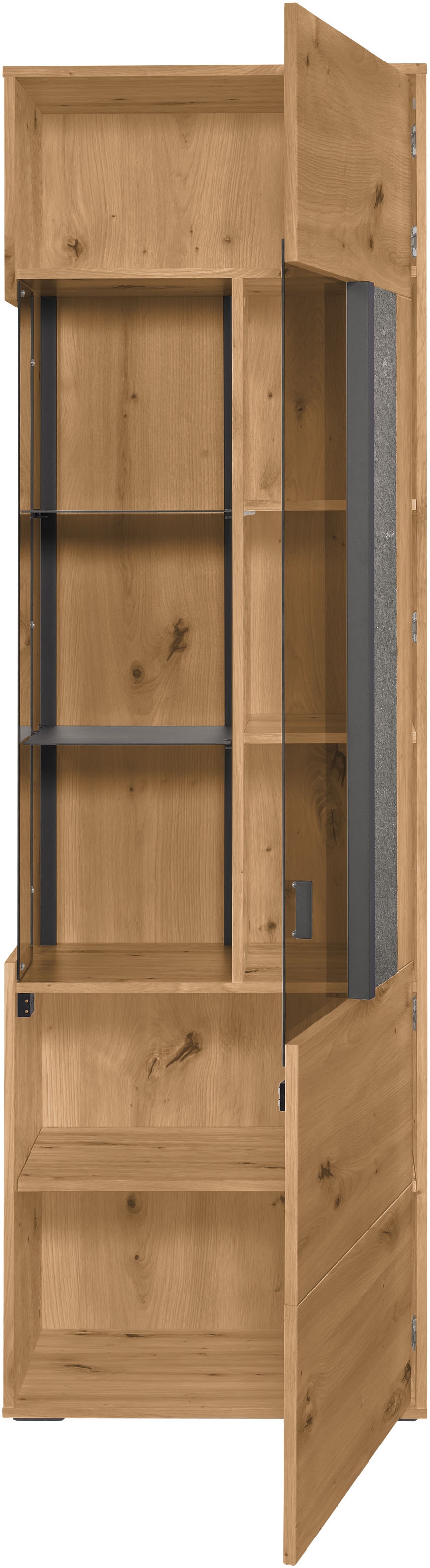 set one by Musterring Vitrine »Deltona«, mit Sandsteinelement, inkl. Beleuchtung, zwei Farben, B64 x H204 cm