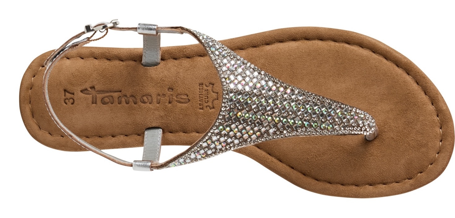 Tamaris Riemchensandale, Sandalette, Sommerschuh, Festtagsschuh, funkelnde Strasssteinchen