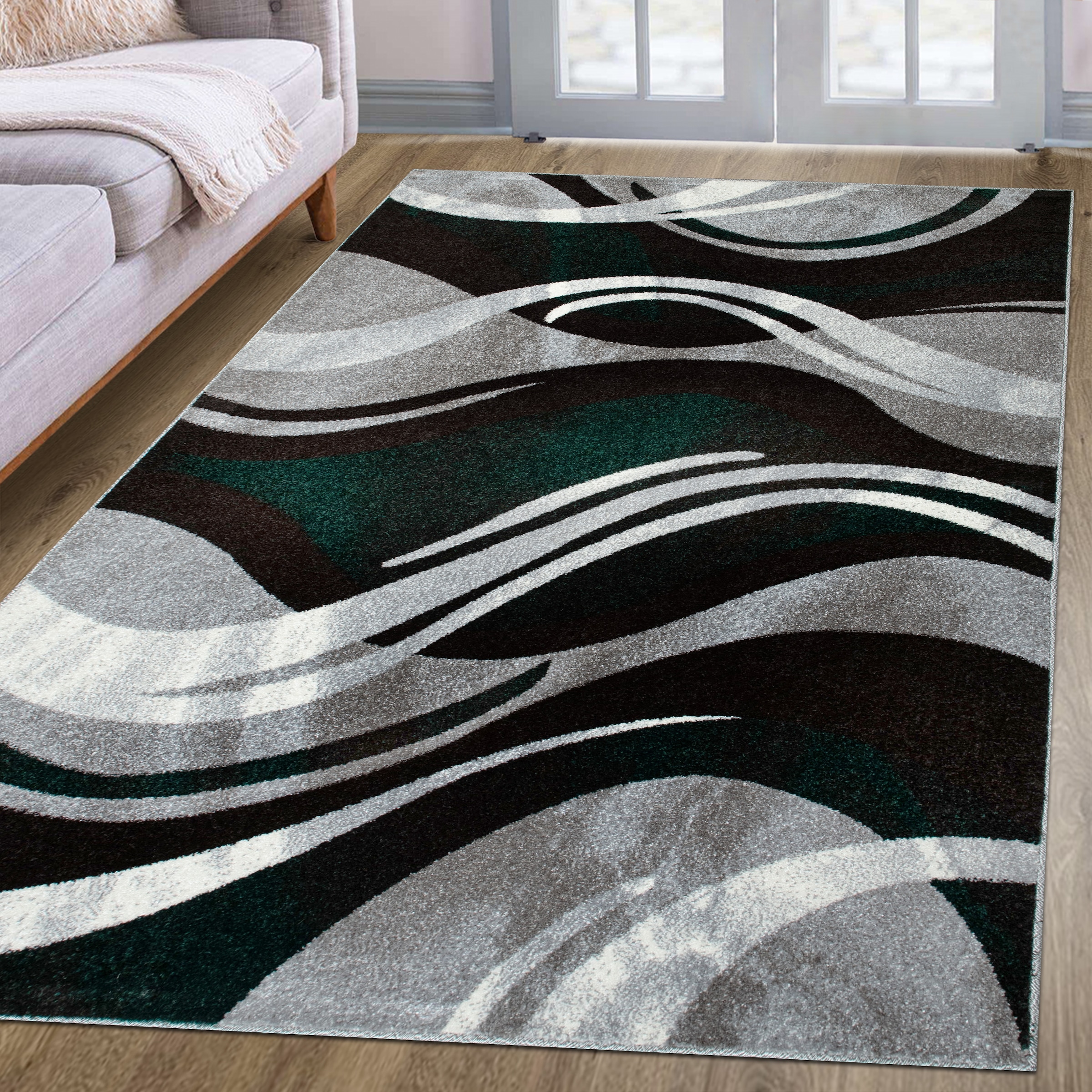 my home Teppich »Joas« rechteckig 9 mm Höhe besonders weicher Kurzflor in modernem Wellen Muster, leichter Glanz