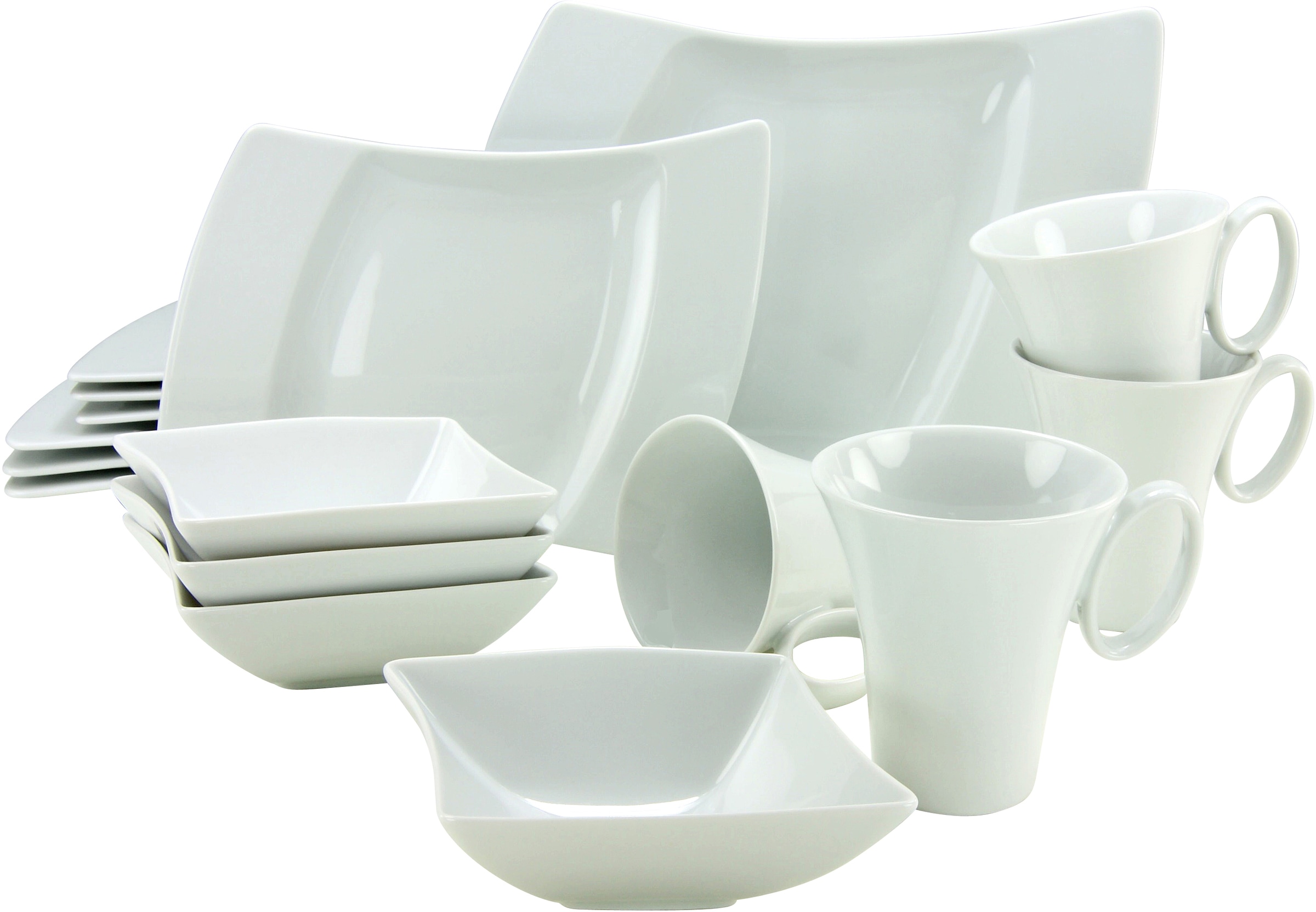 CreaTable Kombiservice »Geschirr-Set WING«, (Set, 16 tlg., Kaffeeservice und Tafelservice im Set, für 4 Personen), Service, weiß, 16 Teile, für 4 Personen