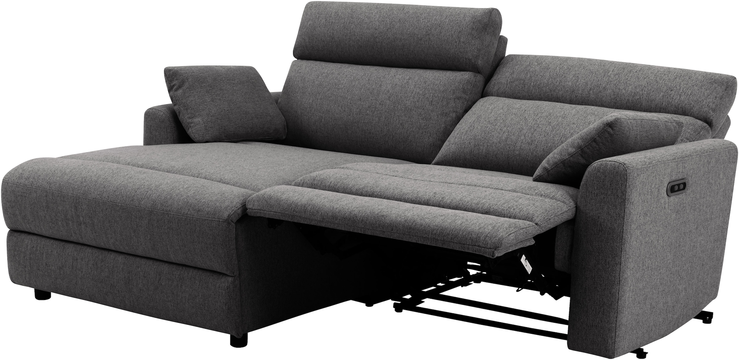 INOSIGN Ecksofa »JENNA, L-Form, 209cm, manuelle u. elektrische Funktion, mit USB A/C,«, Liegefunktion 105°-150°, Federkern, Struktur fein