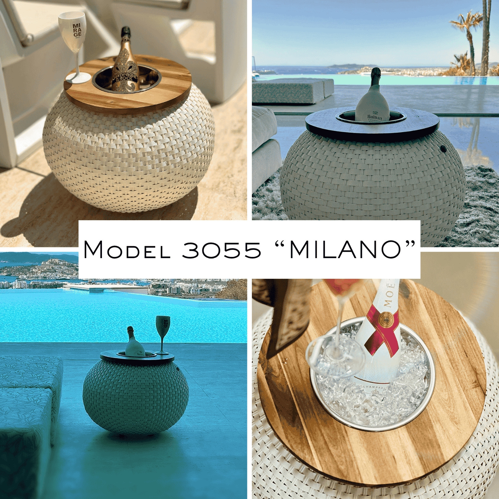 COOTAB Cooler Table Beistelltisch »Beistelltisch mit Edelstahl-Kühler Milano 40 cm«