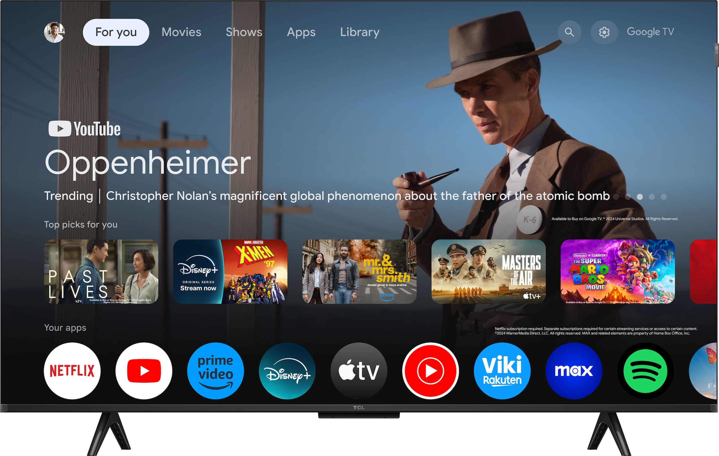 TCL QLED-Fernseher »43P71KX1«, 4K Ultra HD, Google TV-Smart-TV, Multi-HDR, Dolby Vision, Smart TV, Apple Airplay2, Dolby Atmos, Slim