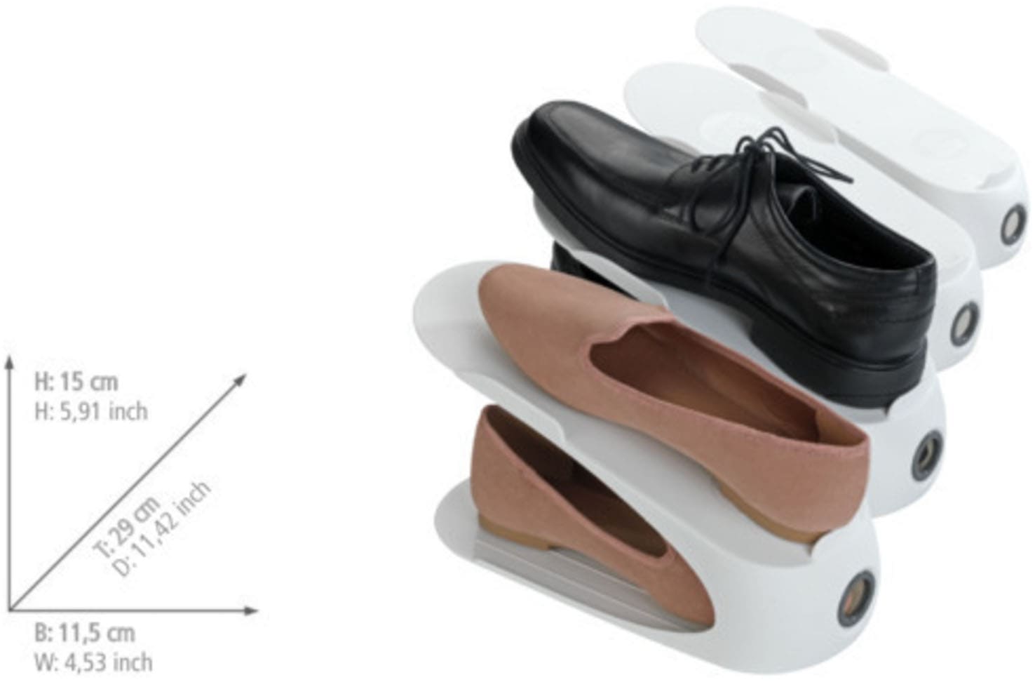 Maximex Schuhstapler »4er«, (Set, 4 tlg.), Schuhhalter, 50 % mehr Platz im Schuhschrank, Kunststoff, 4-teilig