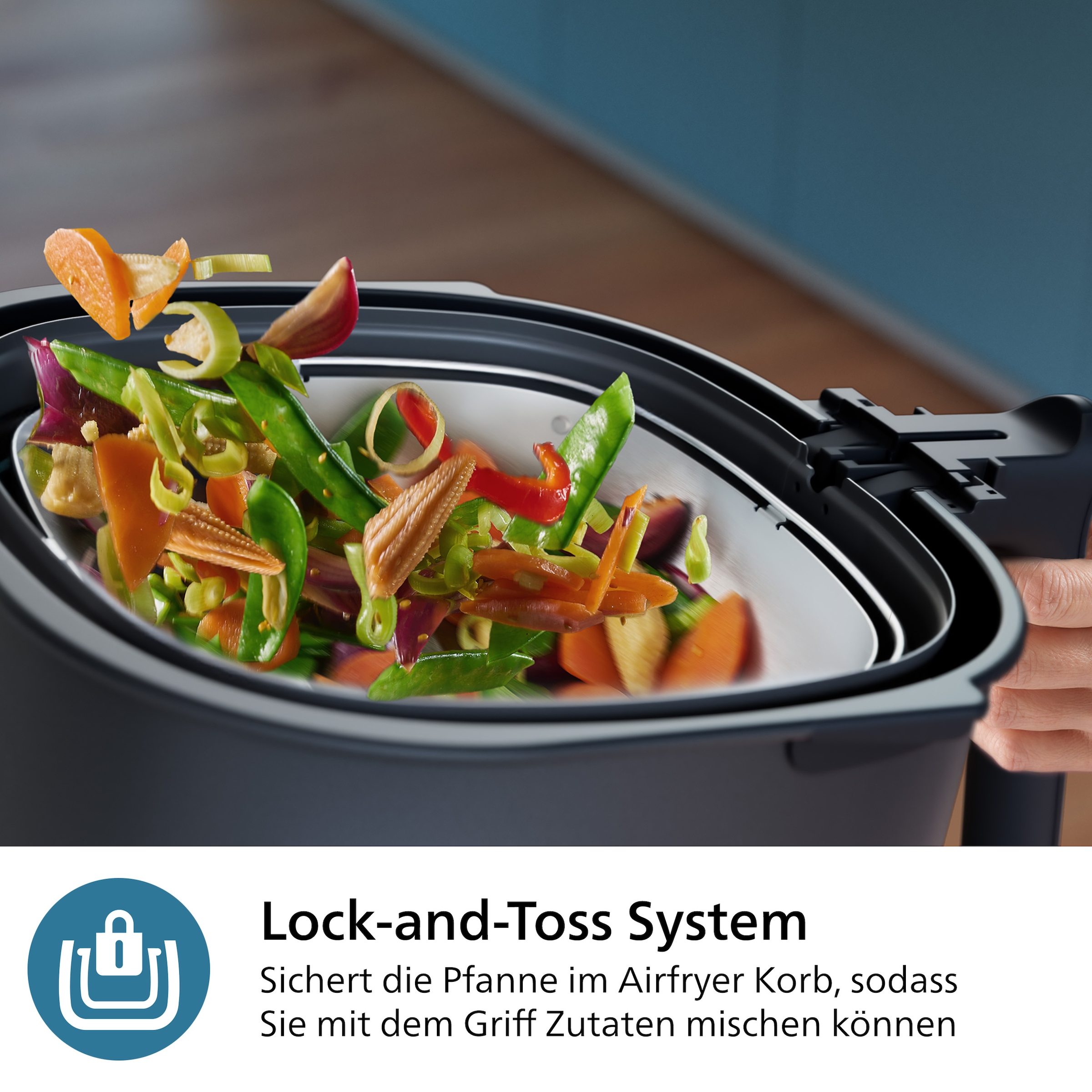 Philips Grillpfanneneinsatz »HD9960/00, 2-in-1: Wokpfanne und Dampfgareinsatz Airfryer Zubehör«, kompatibel mit Philips Airfryer Combi 7000 Series, spülmaschinenfest