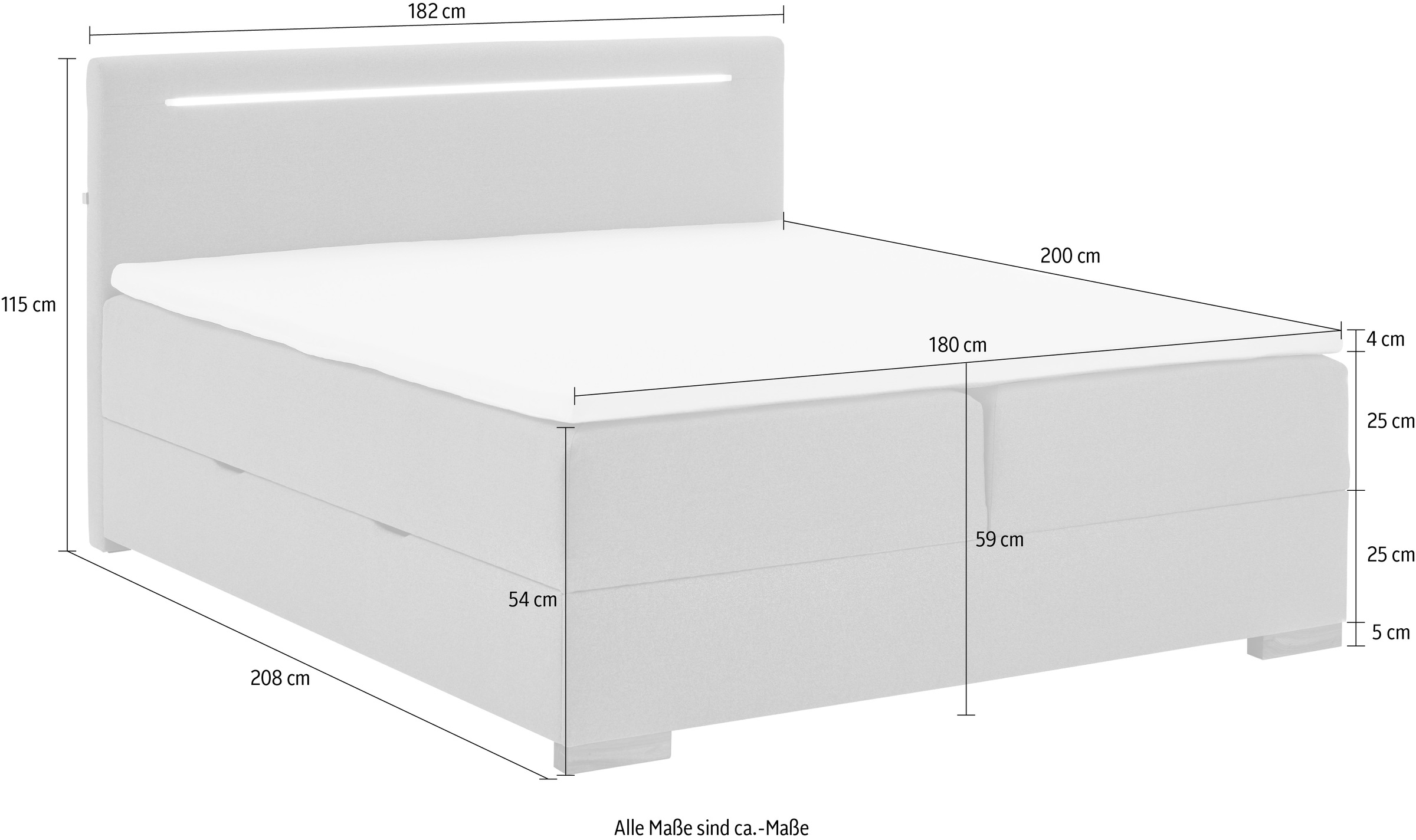 meise.möbel Boxspringbett »Cooper«, inkl. Bettkasten, Topper und LED-Beleuchtung im Kopfteil