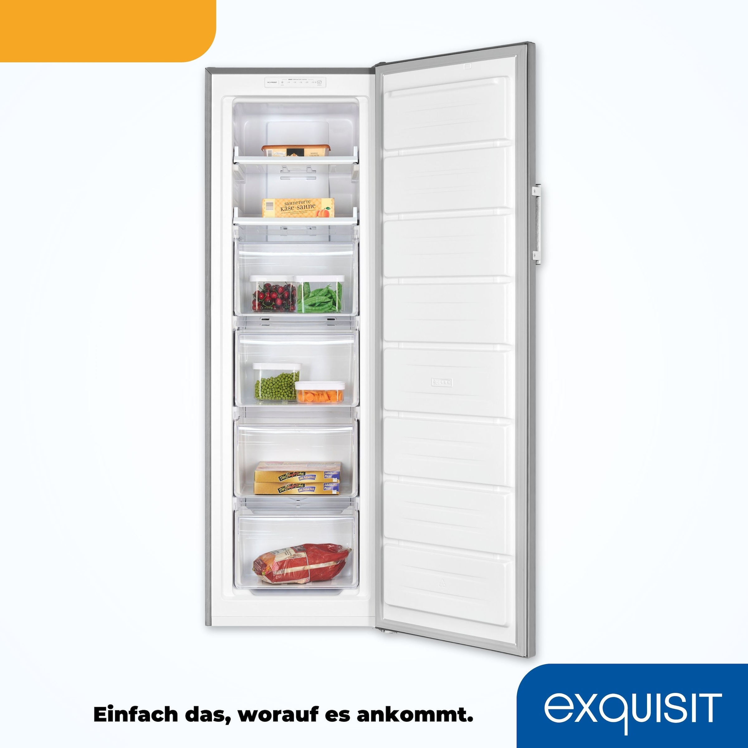 exquisit Gefrierschrank »GS271--H-040E inoxlook«, 171 cm hoch, 54,5 cm breit, Digitale Kontrolle