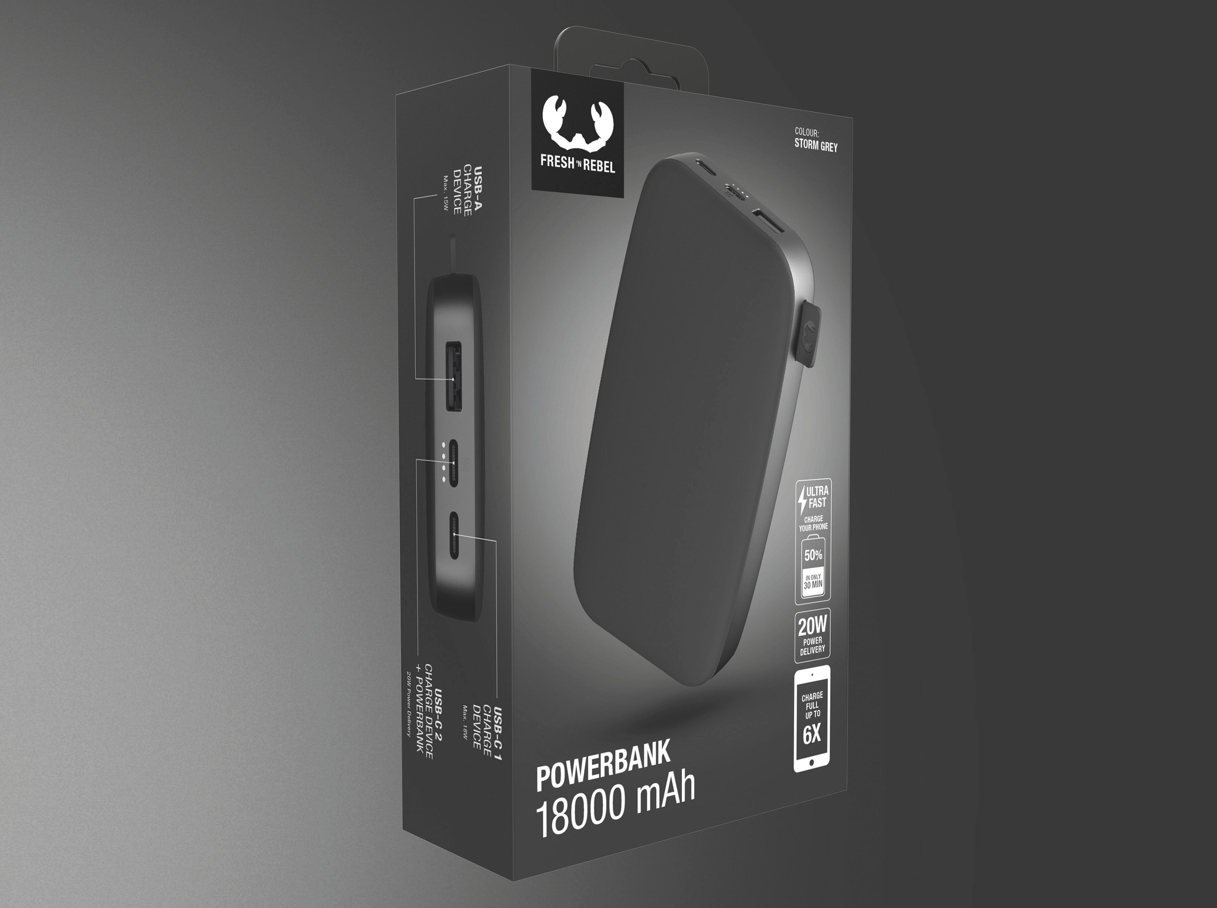 Fresh´n Rebel Powerbank »Power Pack 18000mAh mit USB-C, Ultra Fast Charge & 20W PD«