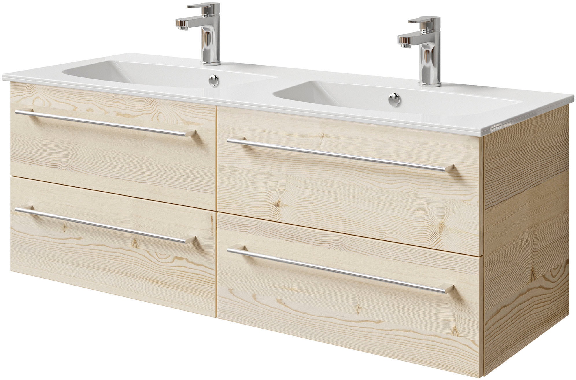 Saphir Waschtisch »Serie 6025 Mineralmarmor-Waschtisch mit Unterschrank, 132 cm breit« 2 Stk. tlg. Doppel-Waschplatz mit 4 Schubladen, hängend, verschiedene Ausführungen